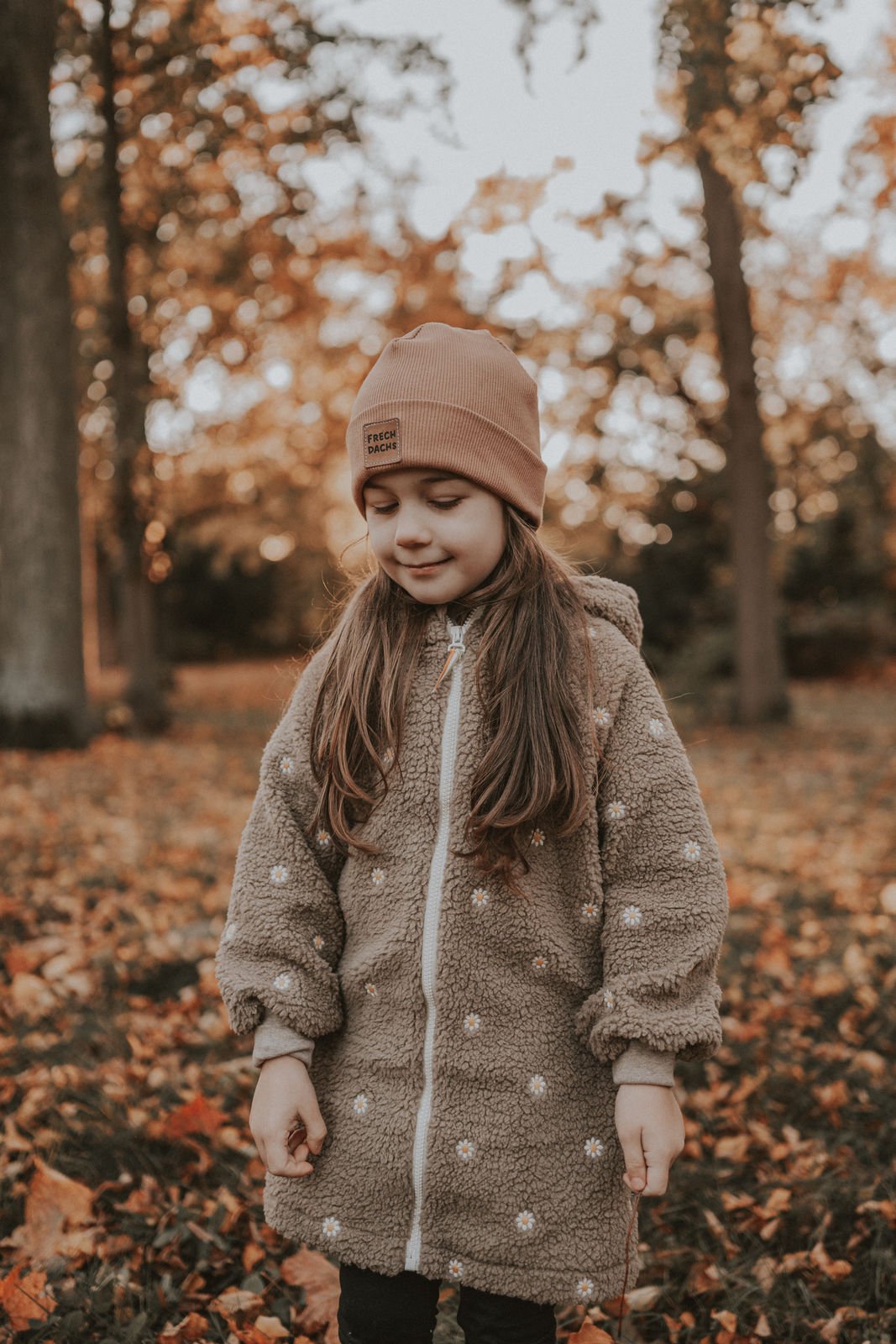 Jacke aus Fleece Blumen sand