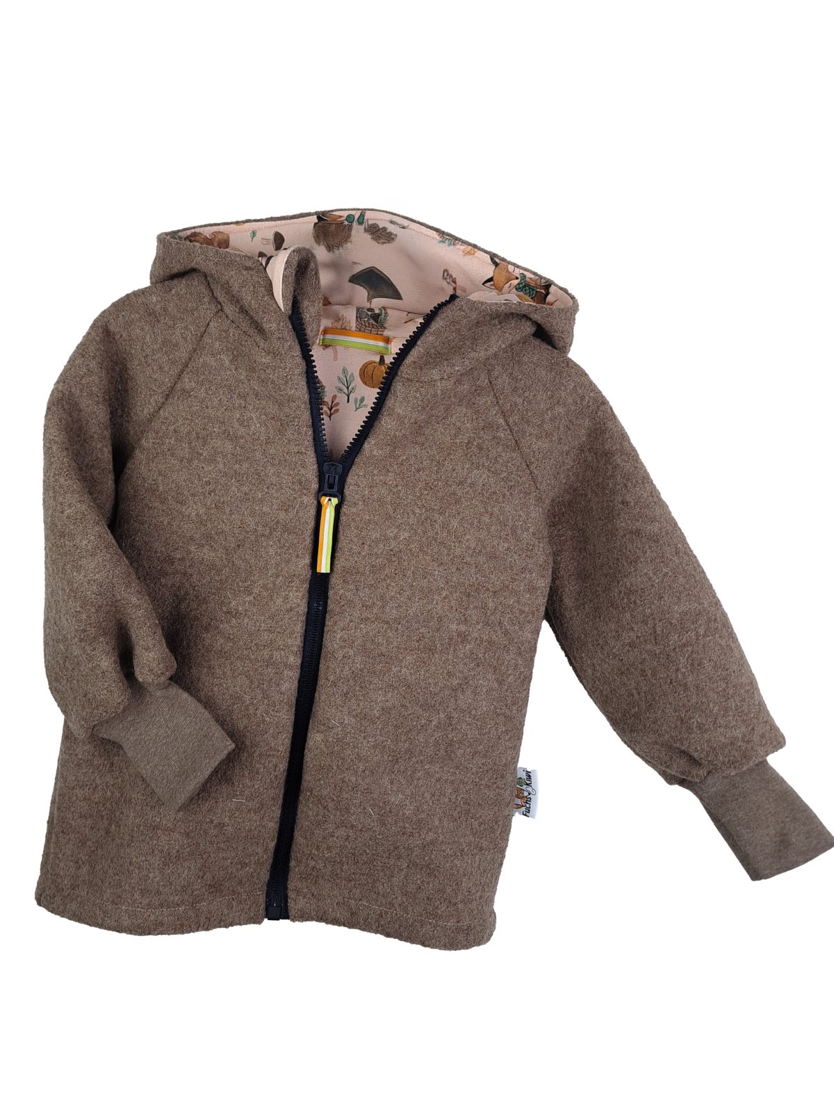Walkjacke braun meliert mit Herbstliebe