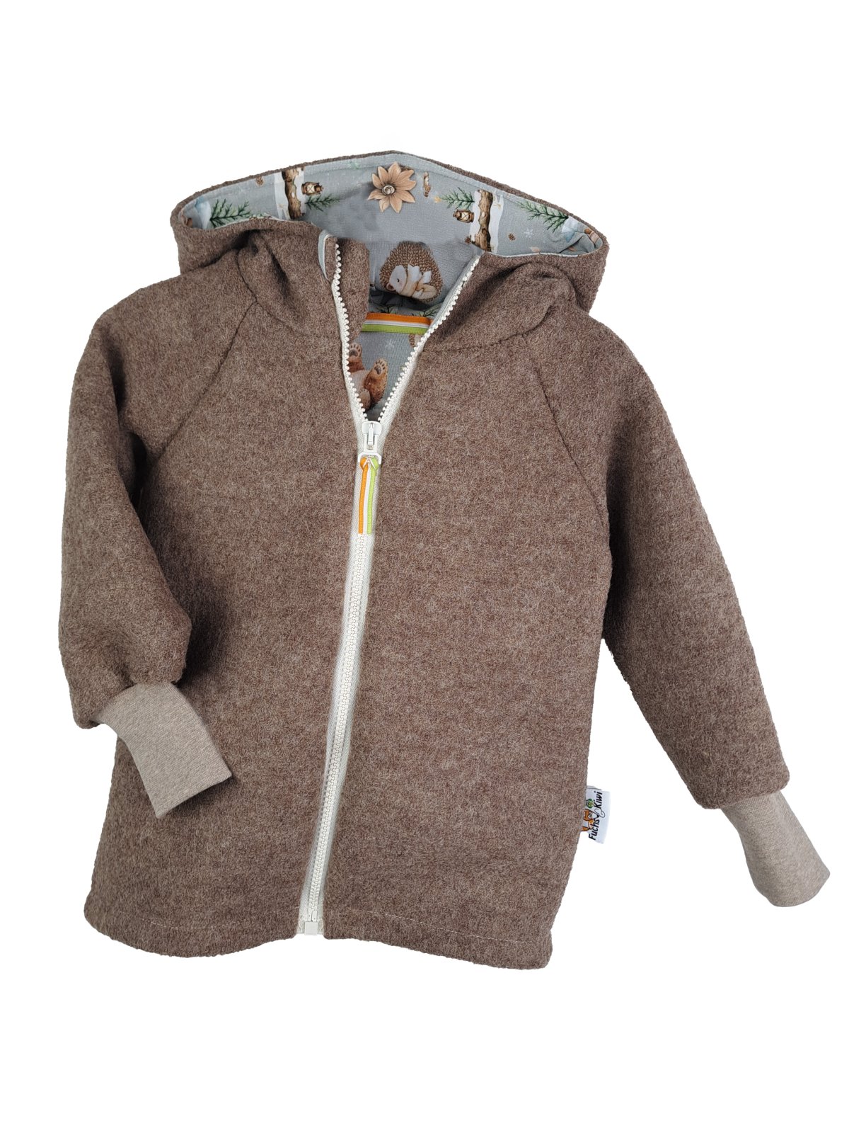 Walkjacke braun meliert mit Winterzauber