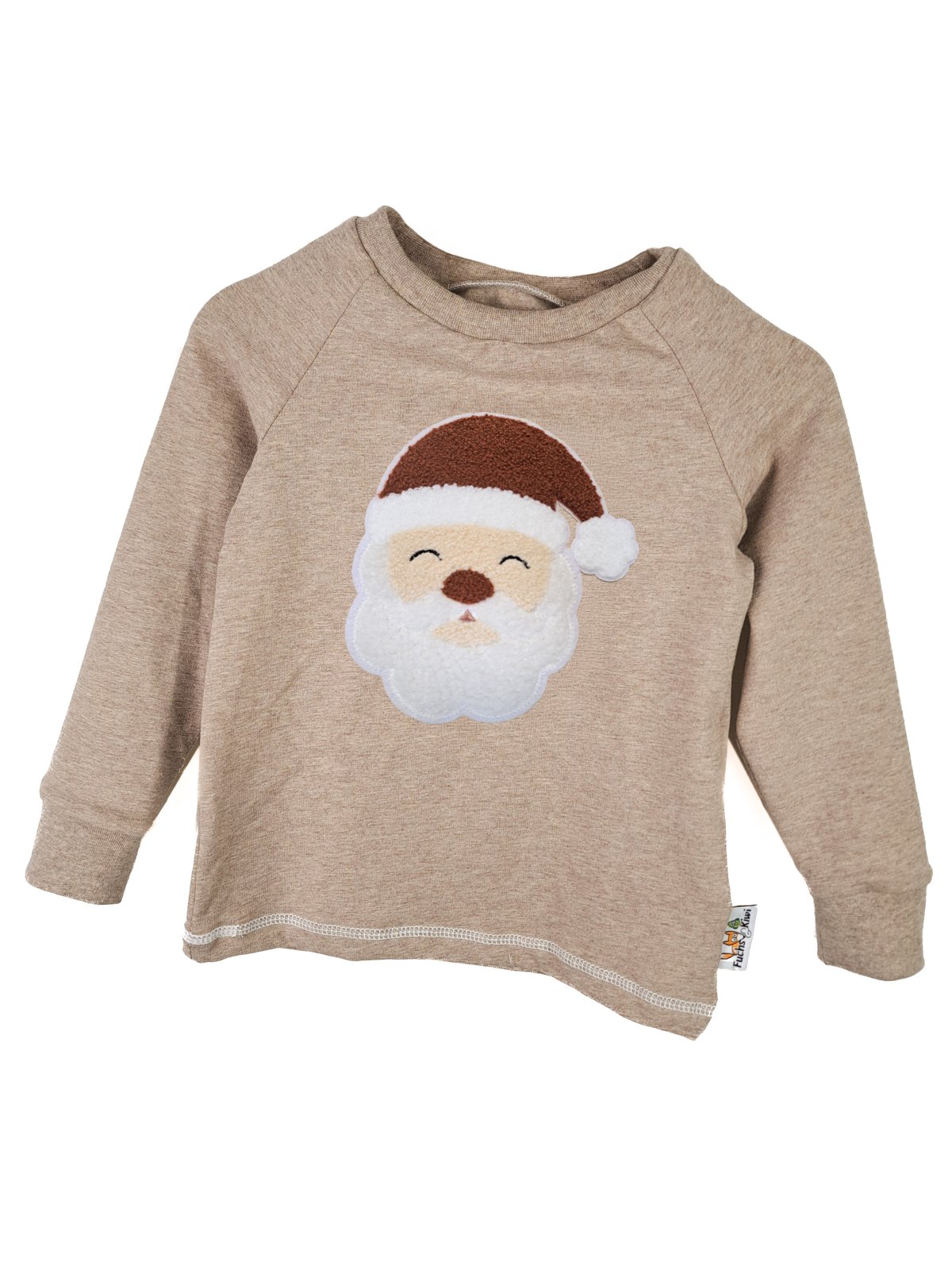 Langarmshirt Weihnachtsmann-Patch sand