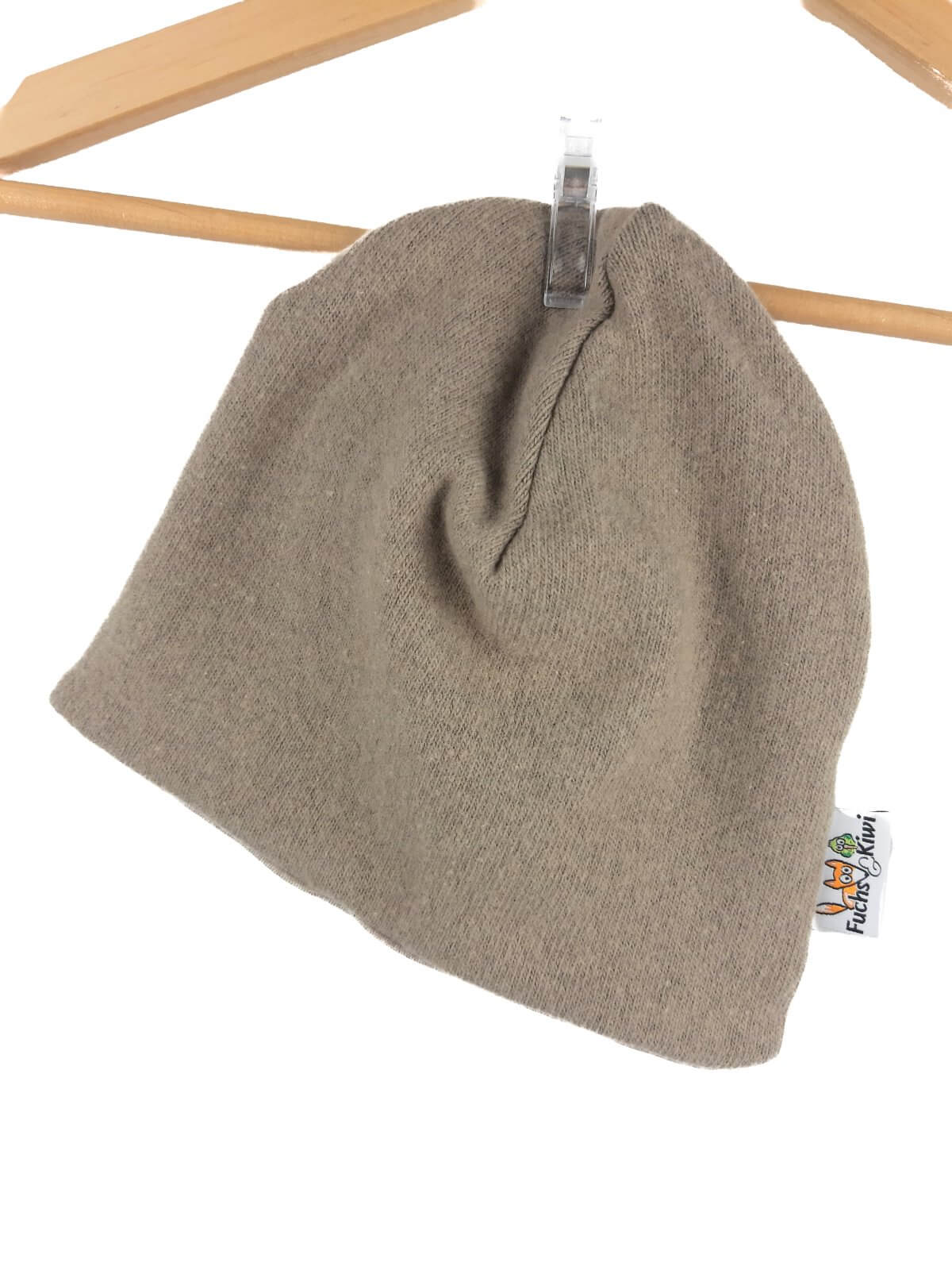 Beanie Feinstrick beige 48-50 doppellagig