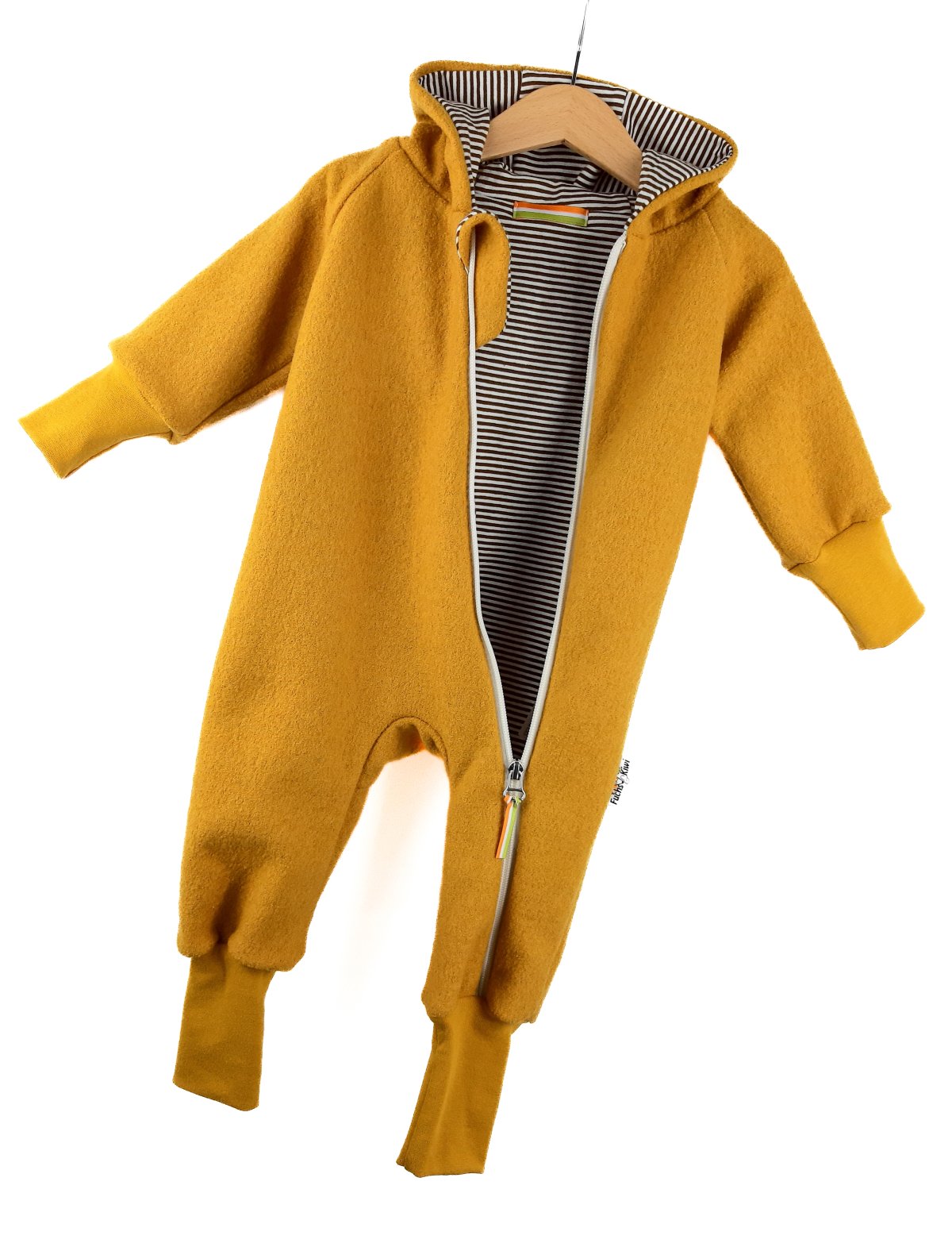 Walkoverall Walk senfgelb mit Streifen braun 98/104