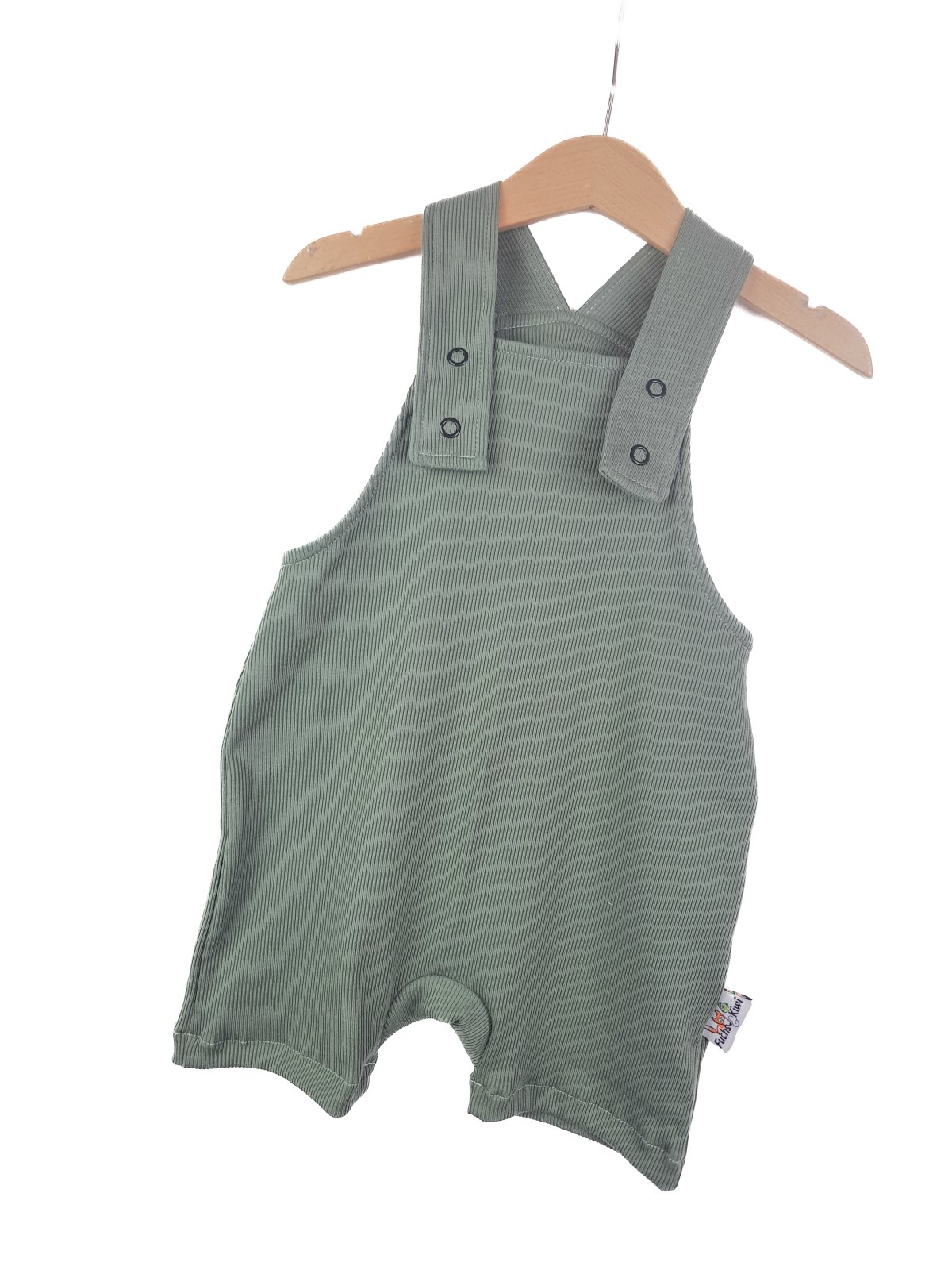 Latzhose kurz Feinripp altmint