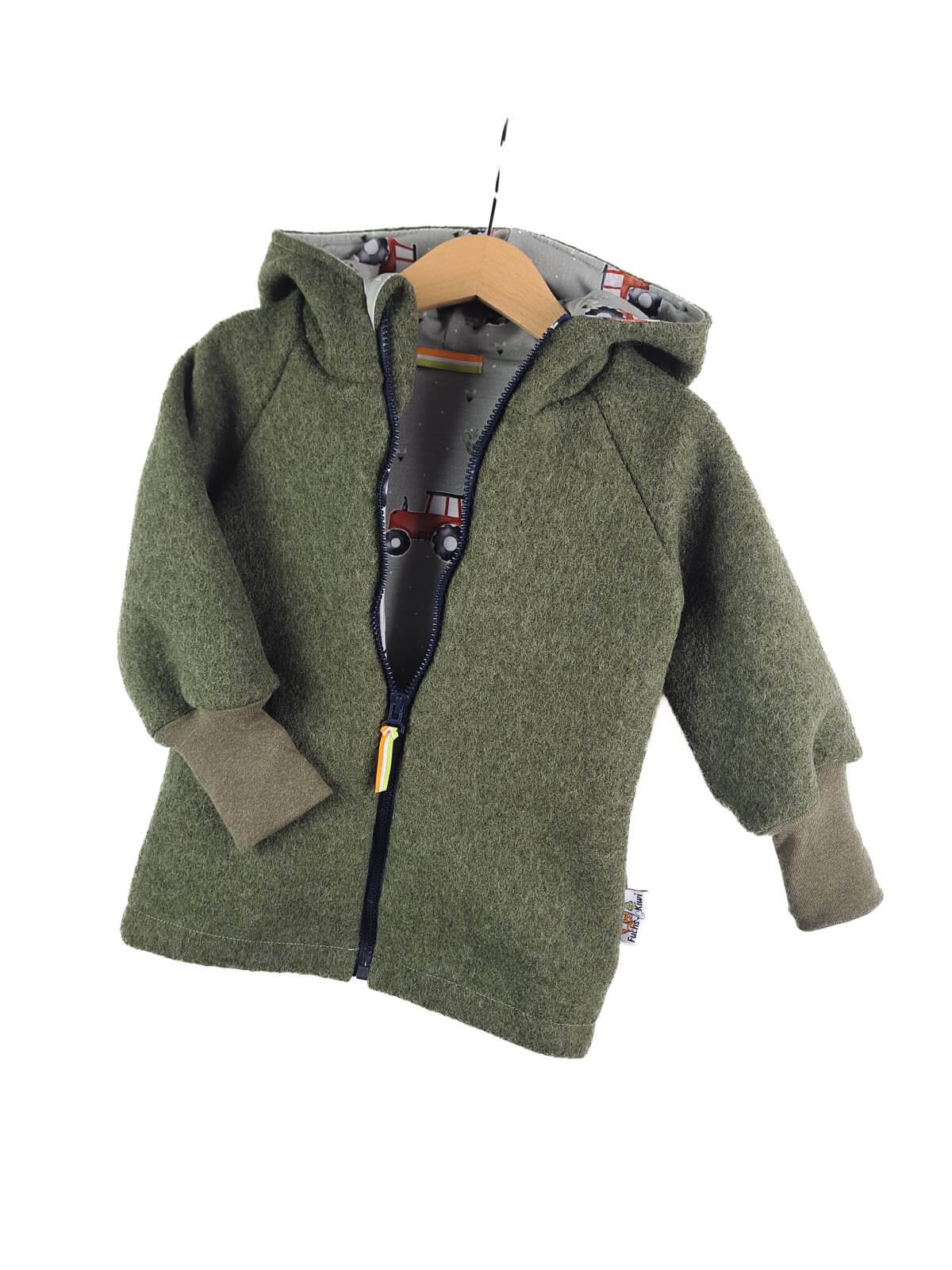 Walkjacke Walk moosgrün meliert mit Traktor khaki  86/92