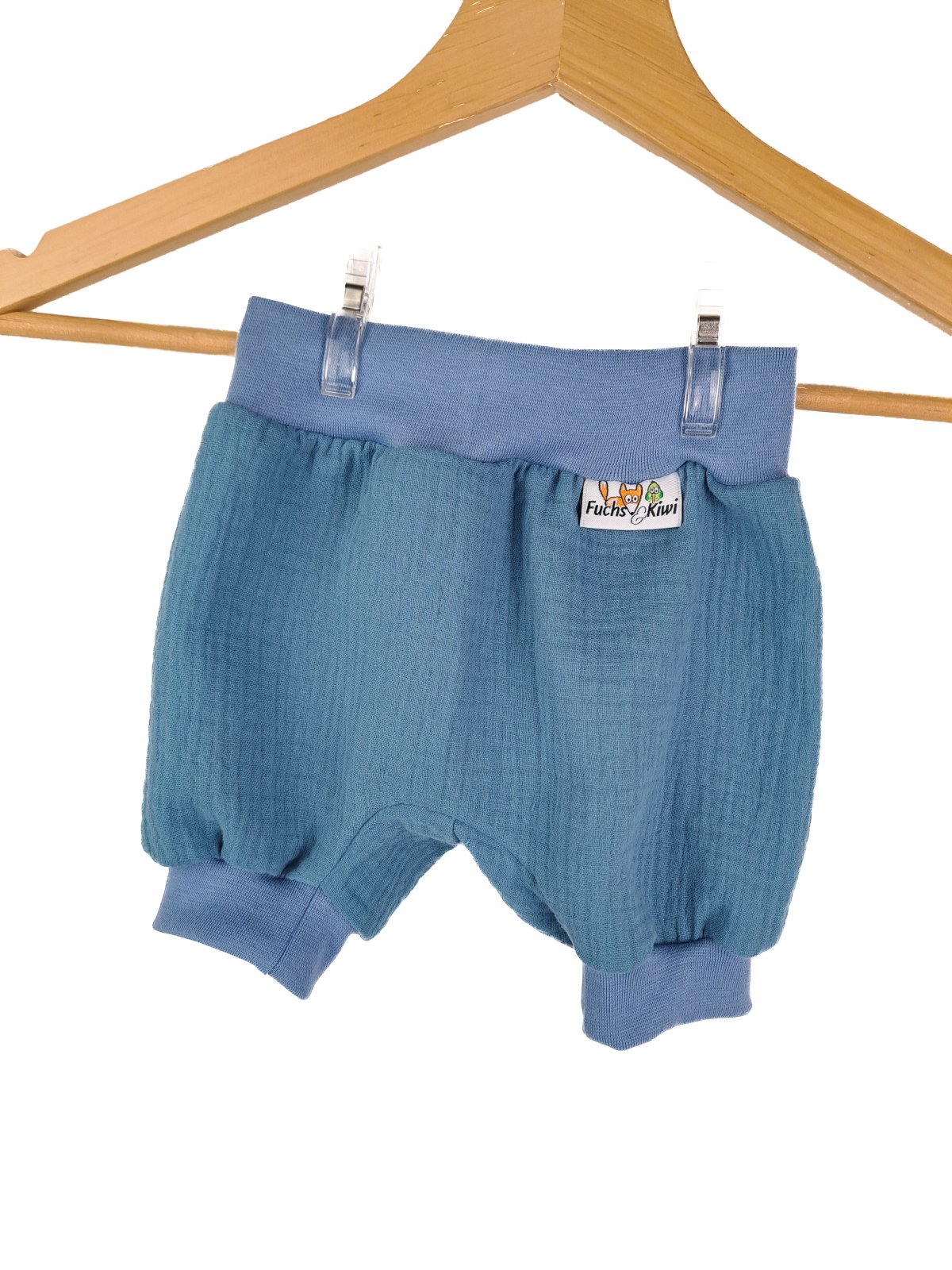 Kurze Hose Musselin rauchblau
