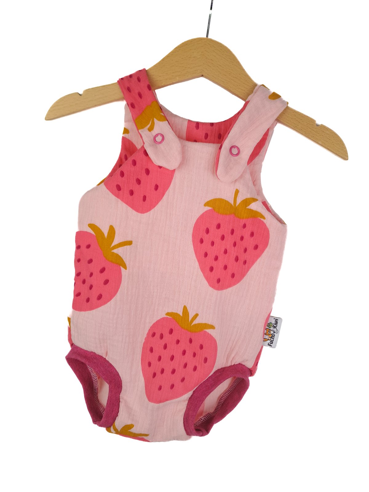 Sommerstrampler Musselin Erdbeeren