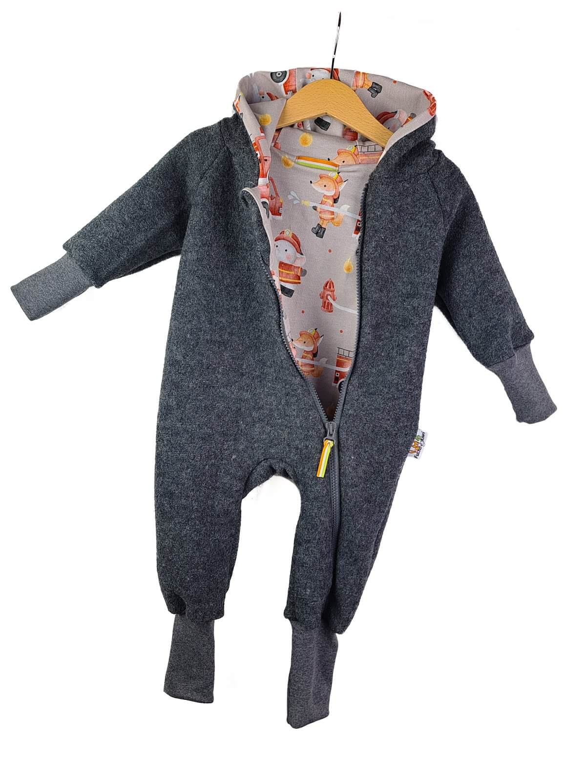 Walkoverall Walk grau mit Feuerwehrtiere 110/116