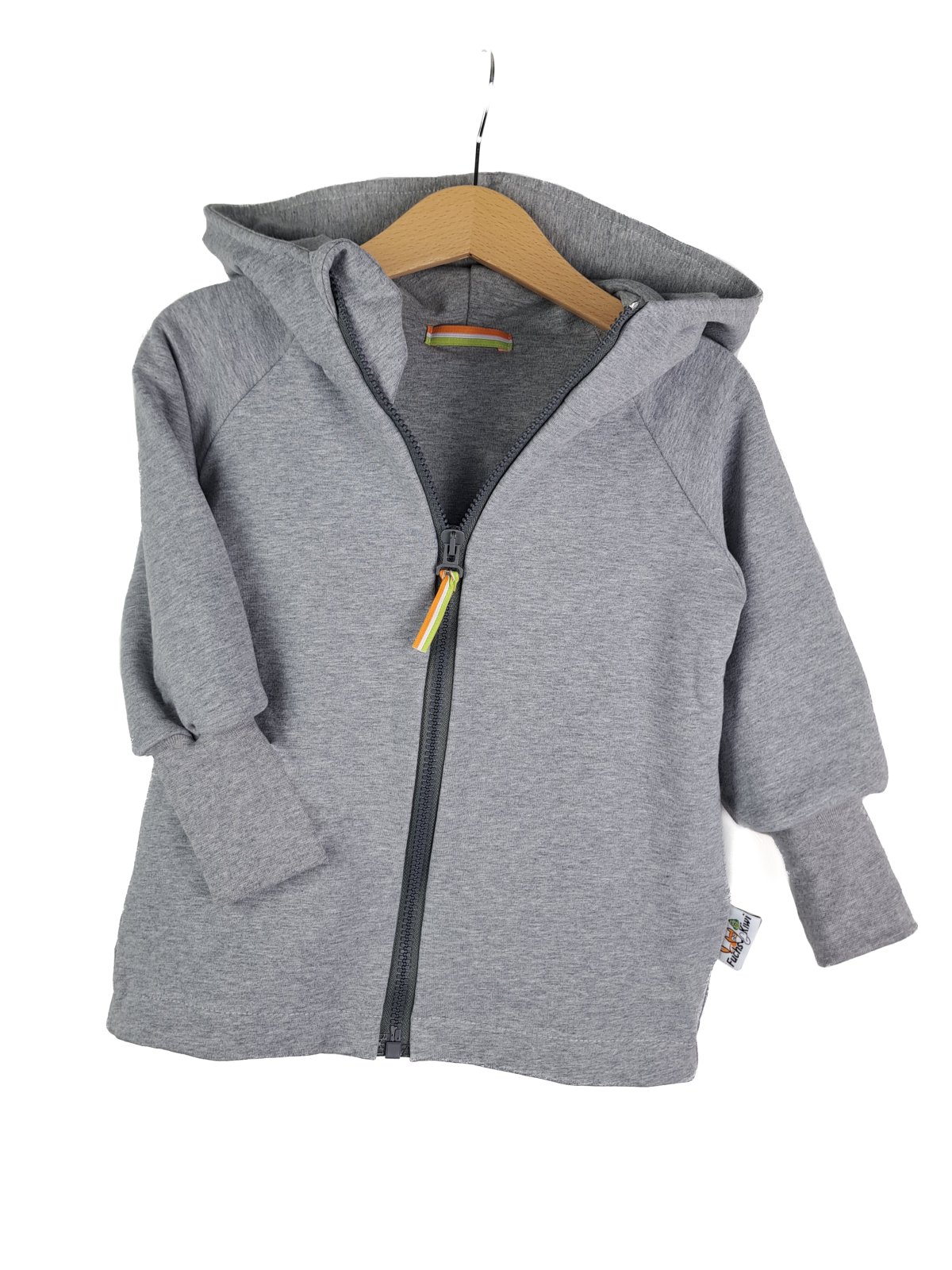 Sweatjacke mit Patch Feuerwehr grau meliert