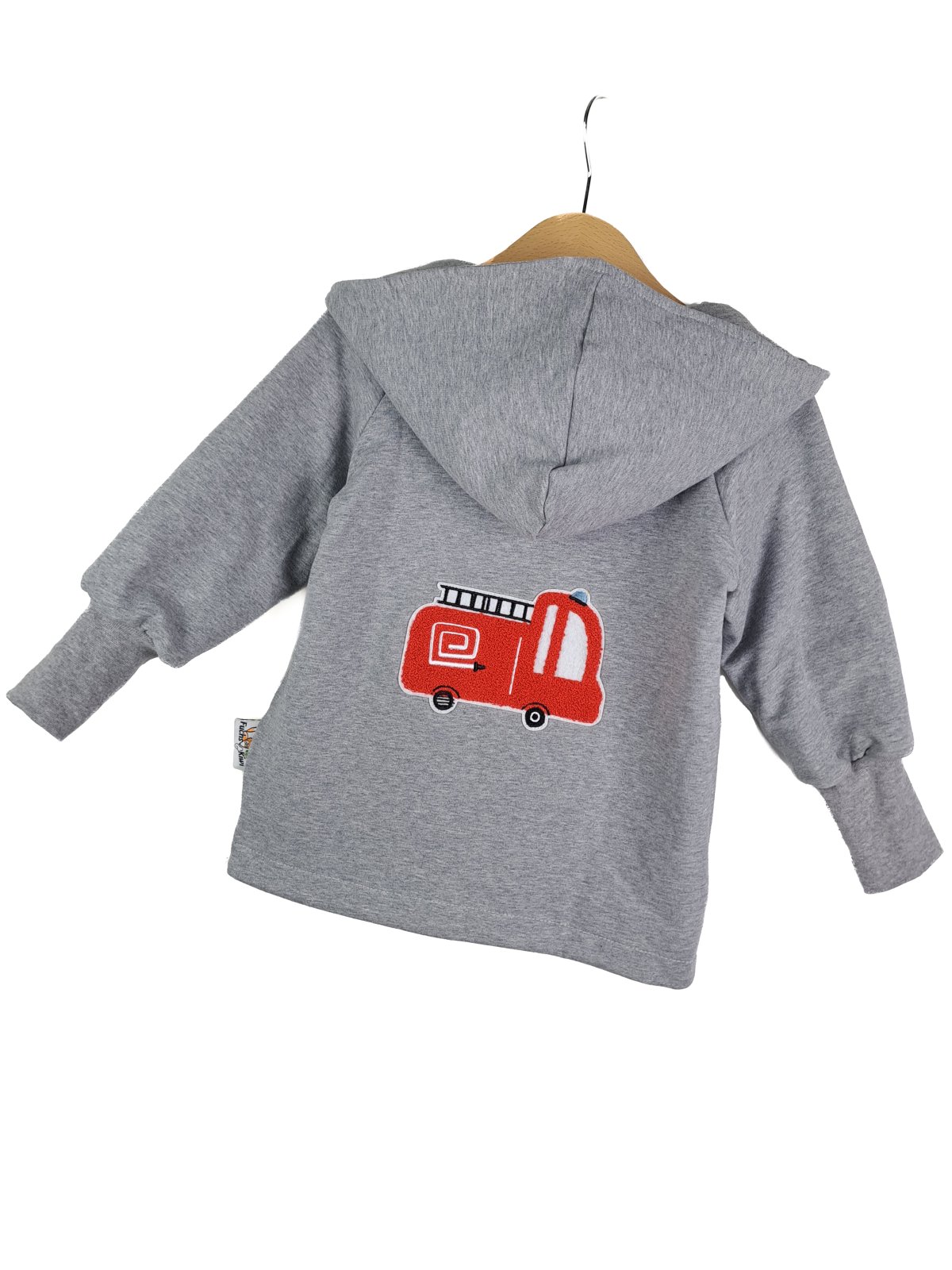 Sweatjacke mit Patch Feuerwehr grau meliert