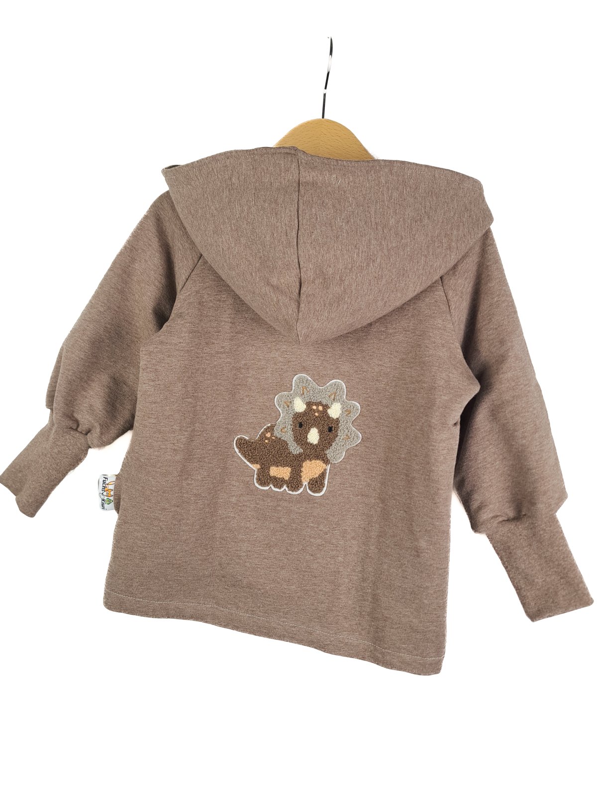 Sweatjacke mit Patch Triceratops braun meliert