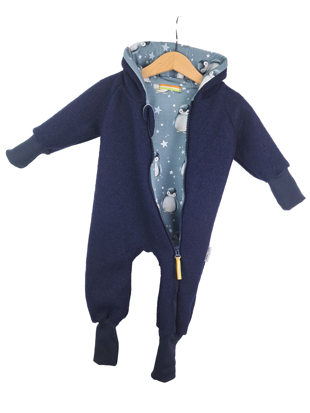 Walkoverall blau mit Pinguine blau