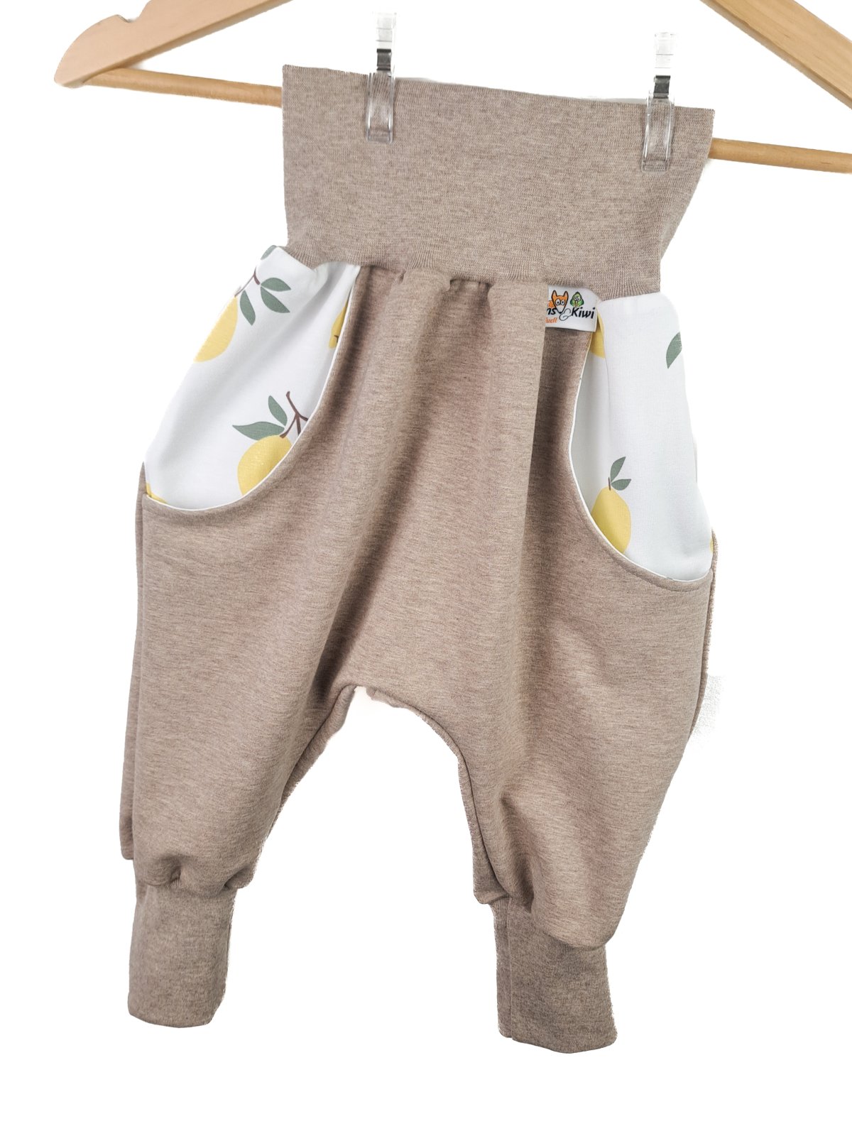 Individuell Sweat Pumphose sand meliert mit Zitronen 68/74