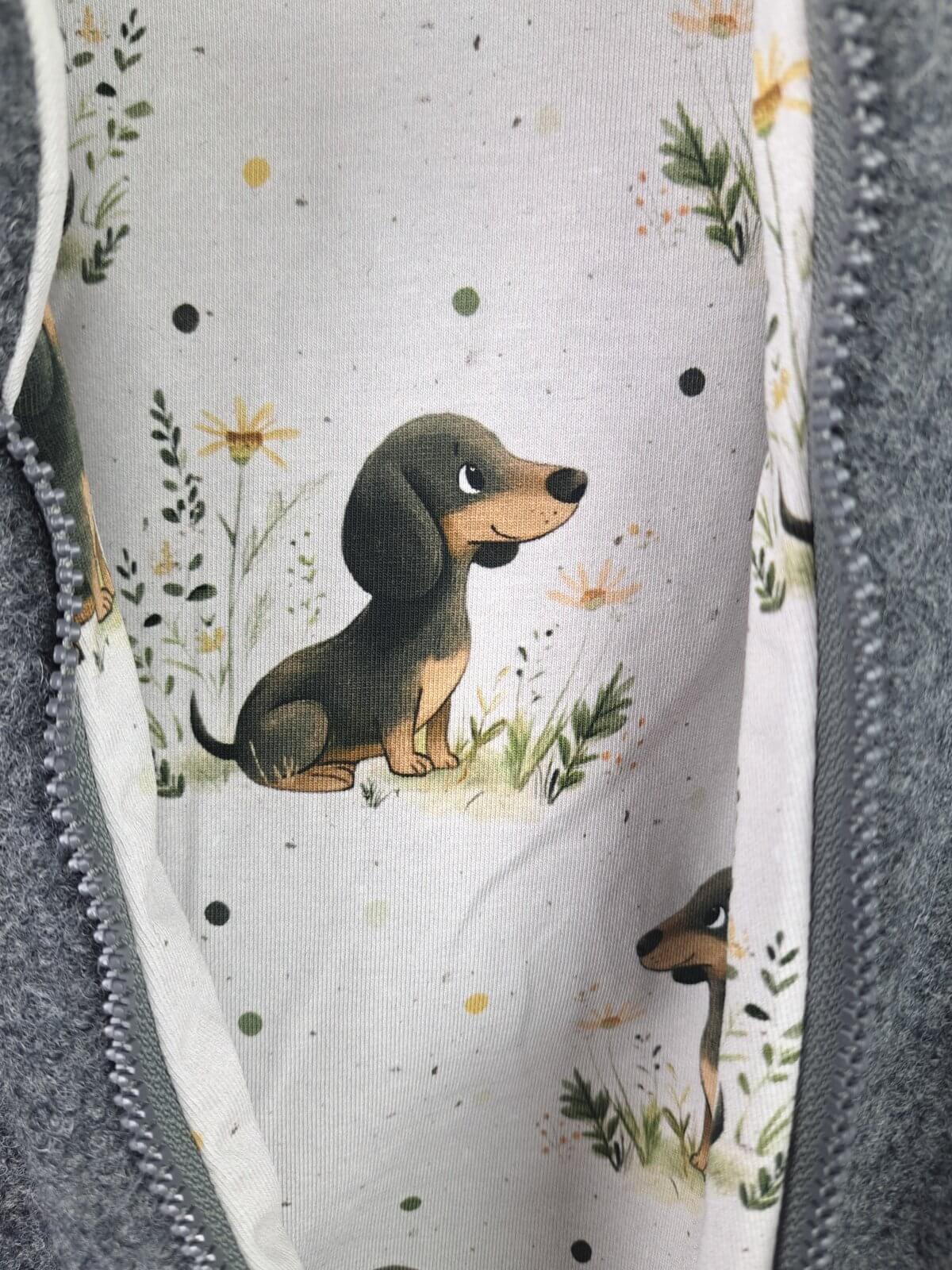 Walkoverall grau meliert mit Dackel