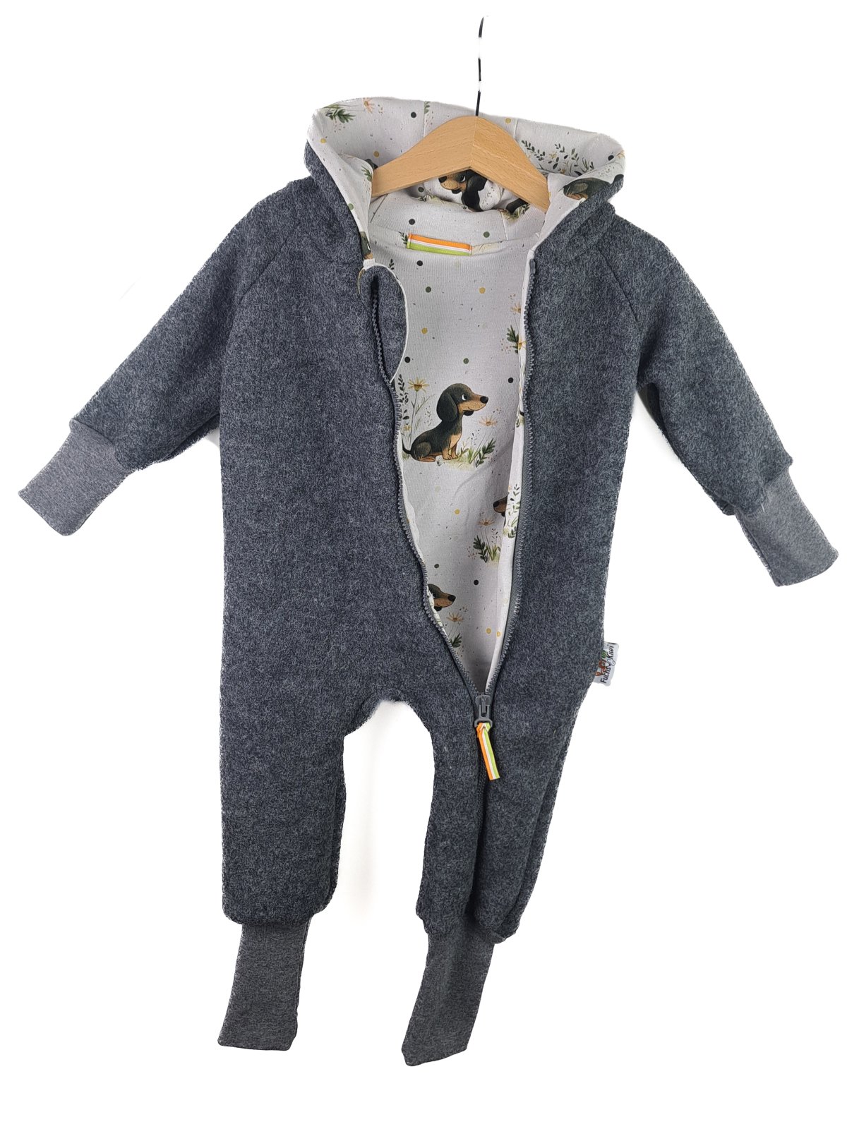 Walkoverall grau meliert mit Dackel