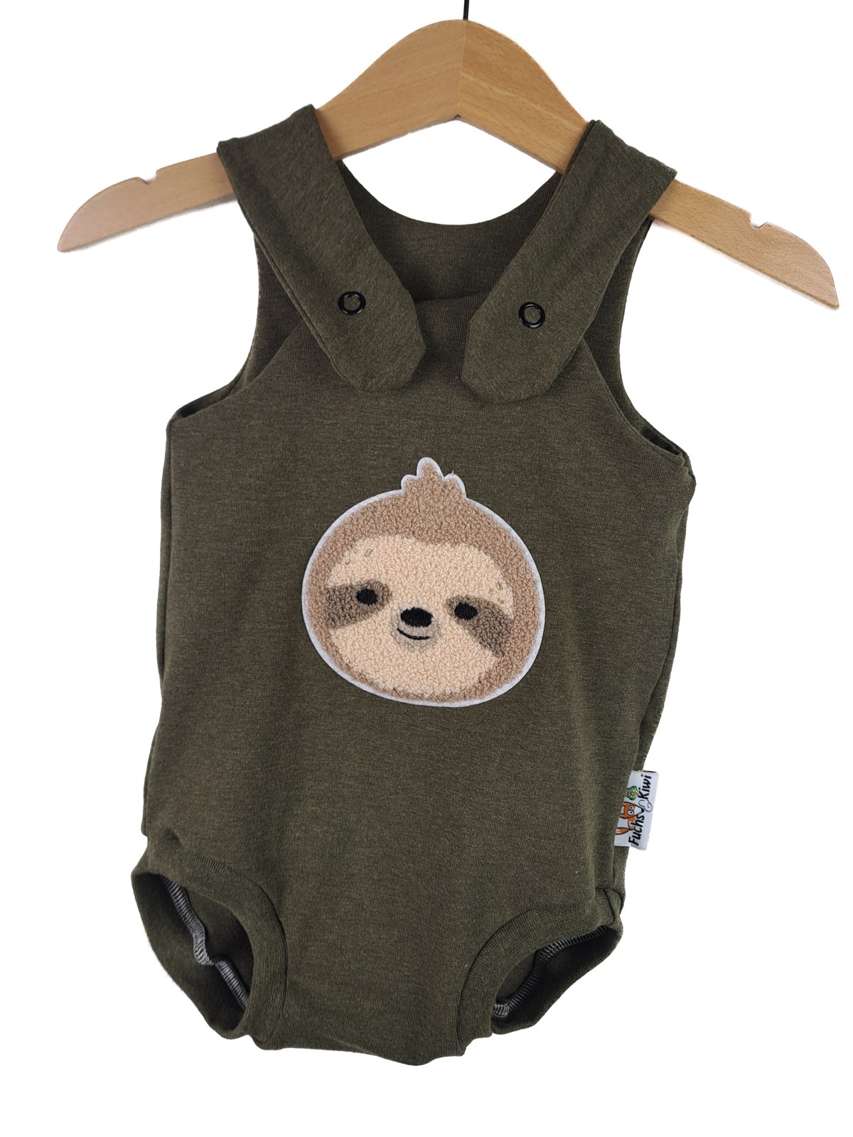 Sommerstrampler Faultier-Patch khaki