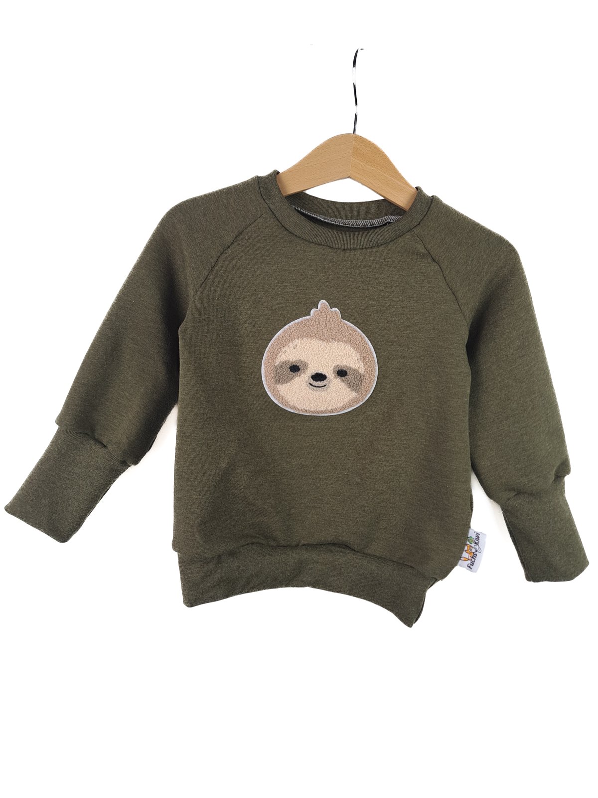 Pullover Faultier-Patch khaki 86/92 