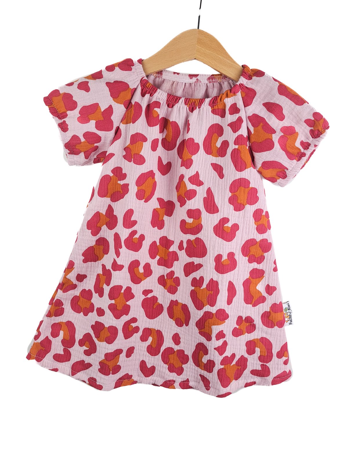 Kurzarmkleid Musselin Leo pink 86/92