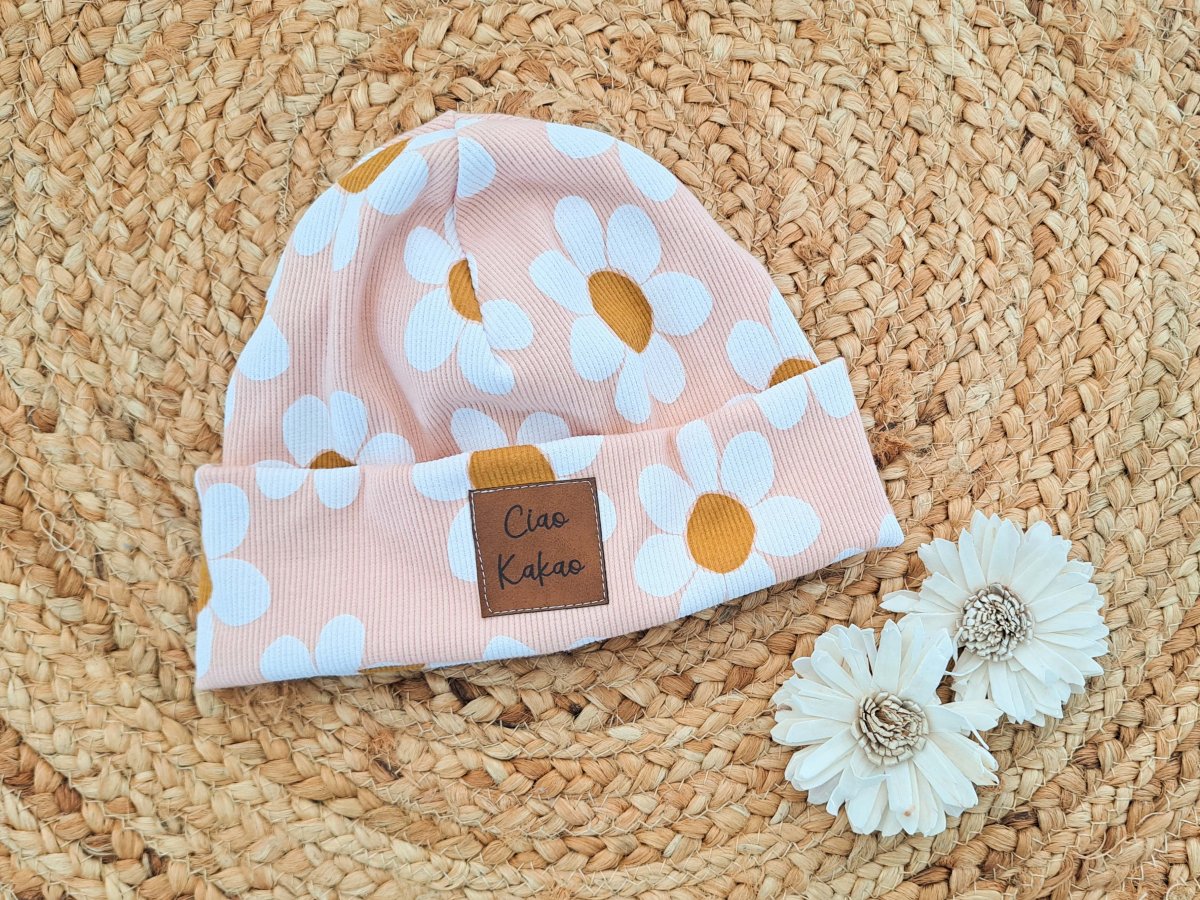 Hipster Beanie Feinripp Gänseblümchen 48-50