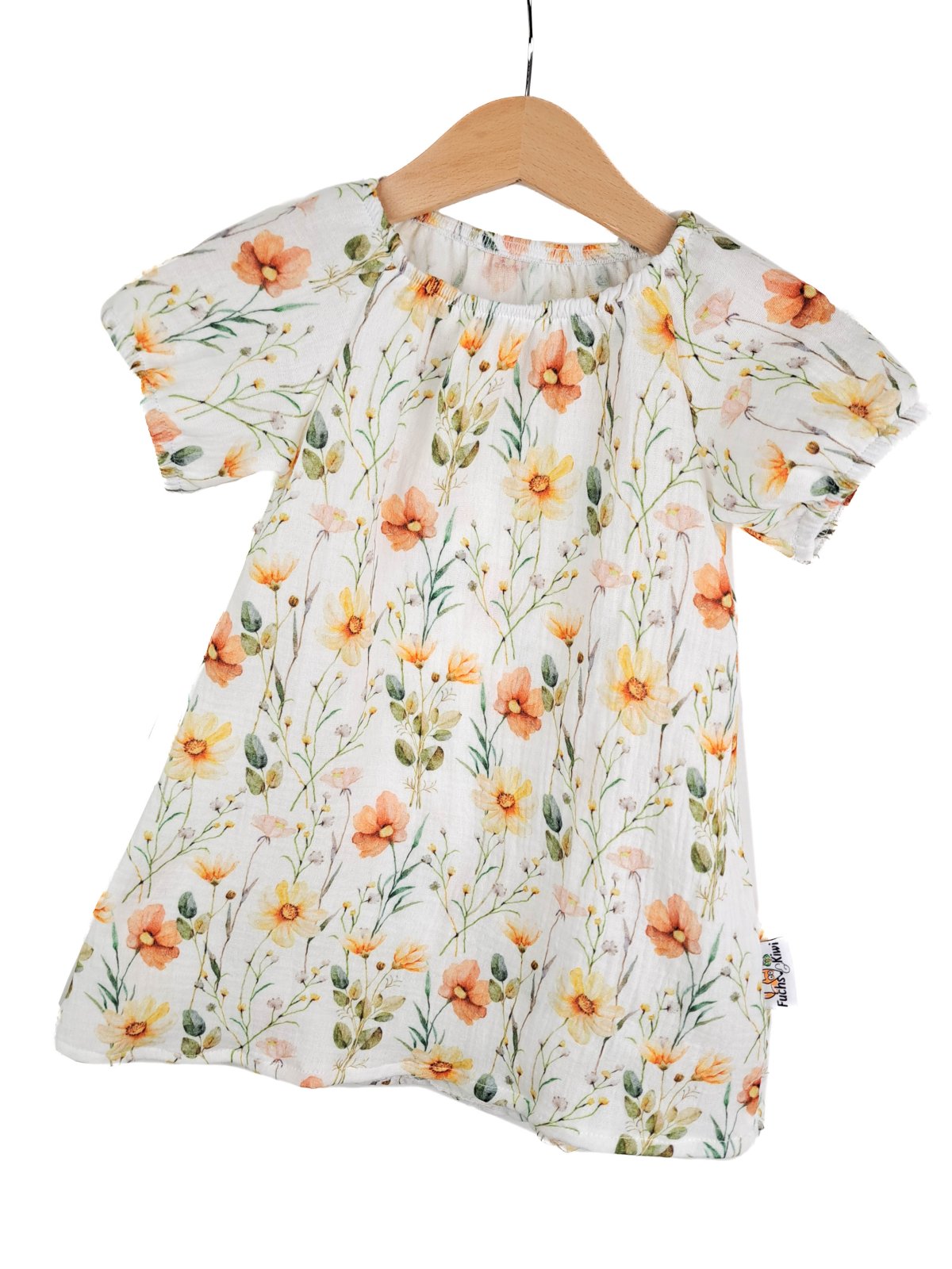 Kurzarmkleid Musselin Sommerblumen pastell 86/92