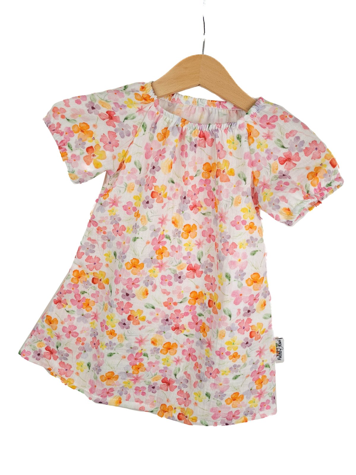 Kurzarmkleid Musselin Blümchen bunt 86/92