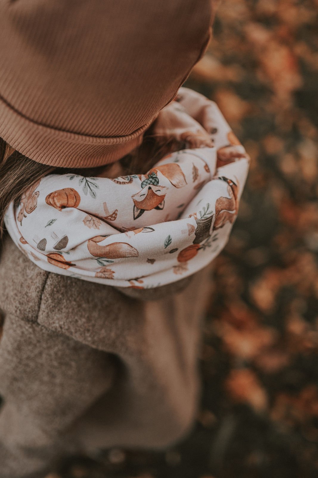 Walkmantel braun meliert mit Herbstliebe