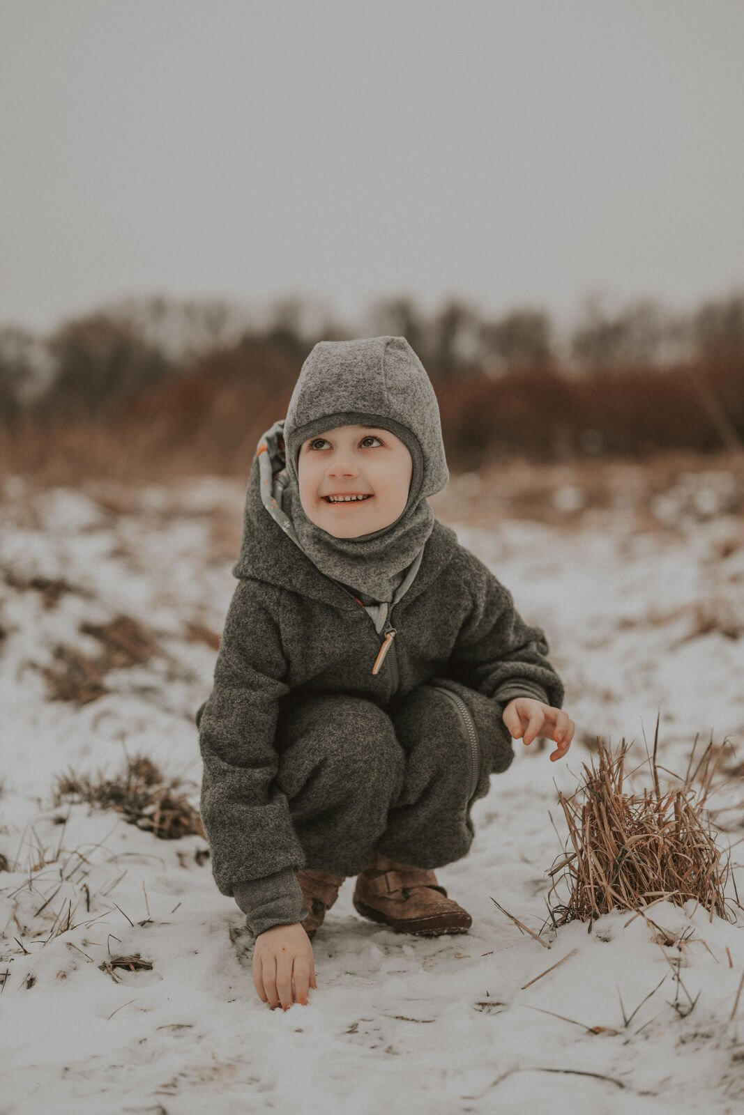 Schlupfmütze aus Merino Wollfleece sand meliert
