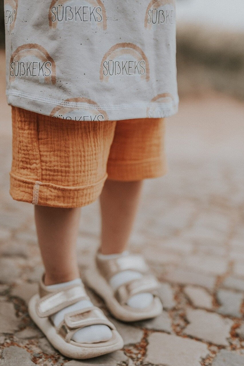 Kurze Shorts Musselin khaki