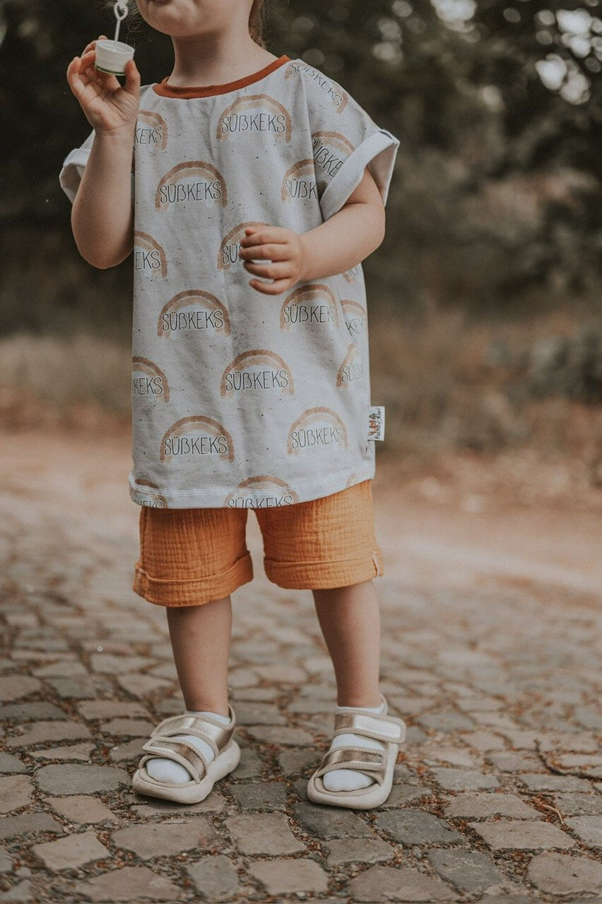 Kurze Shorts Musselin senfgelb