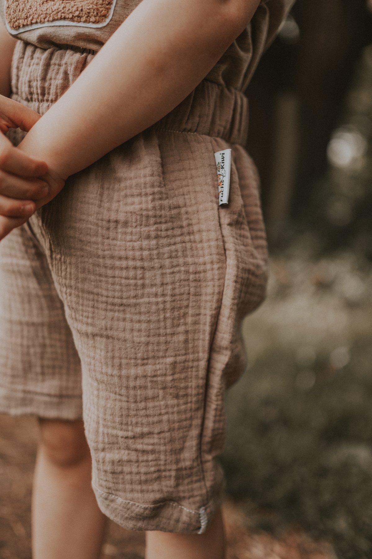 Kurze Shorts Musselin beige