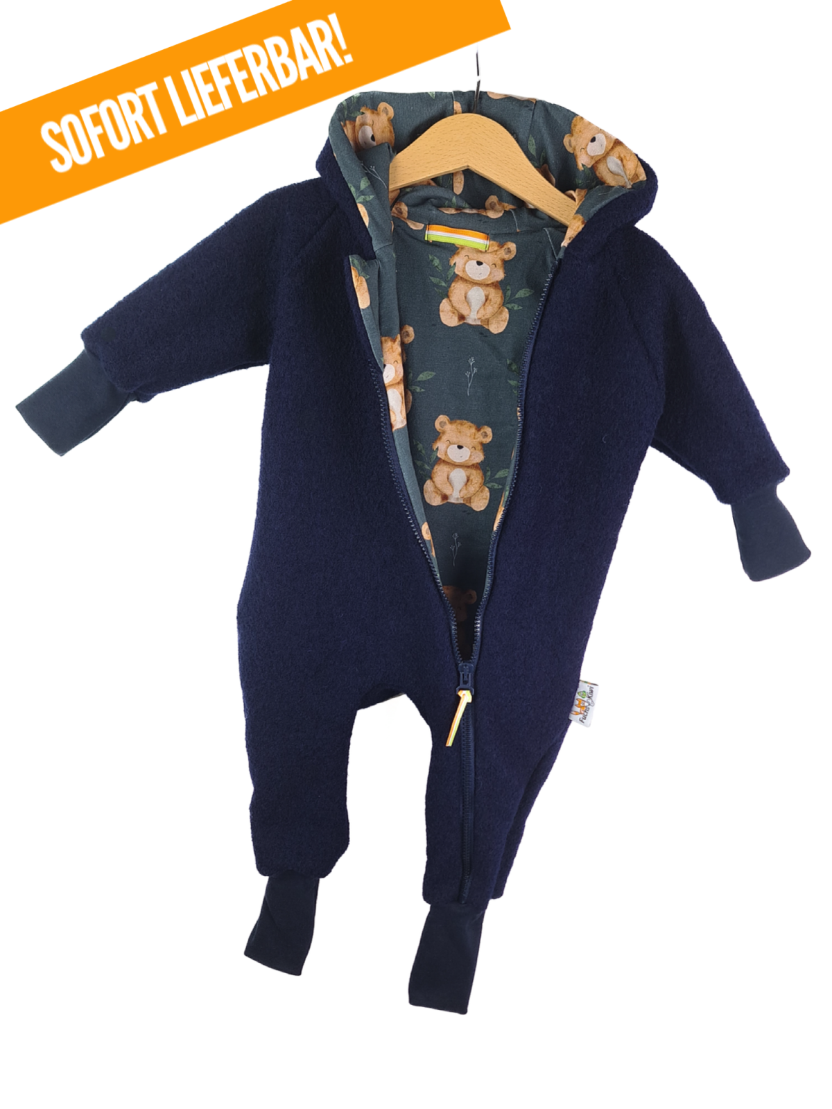 Walkoverall blau mit Teddybär