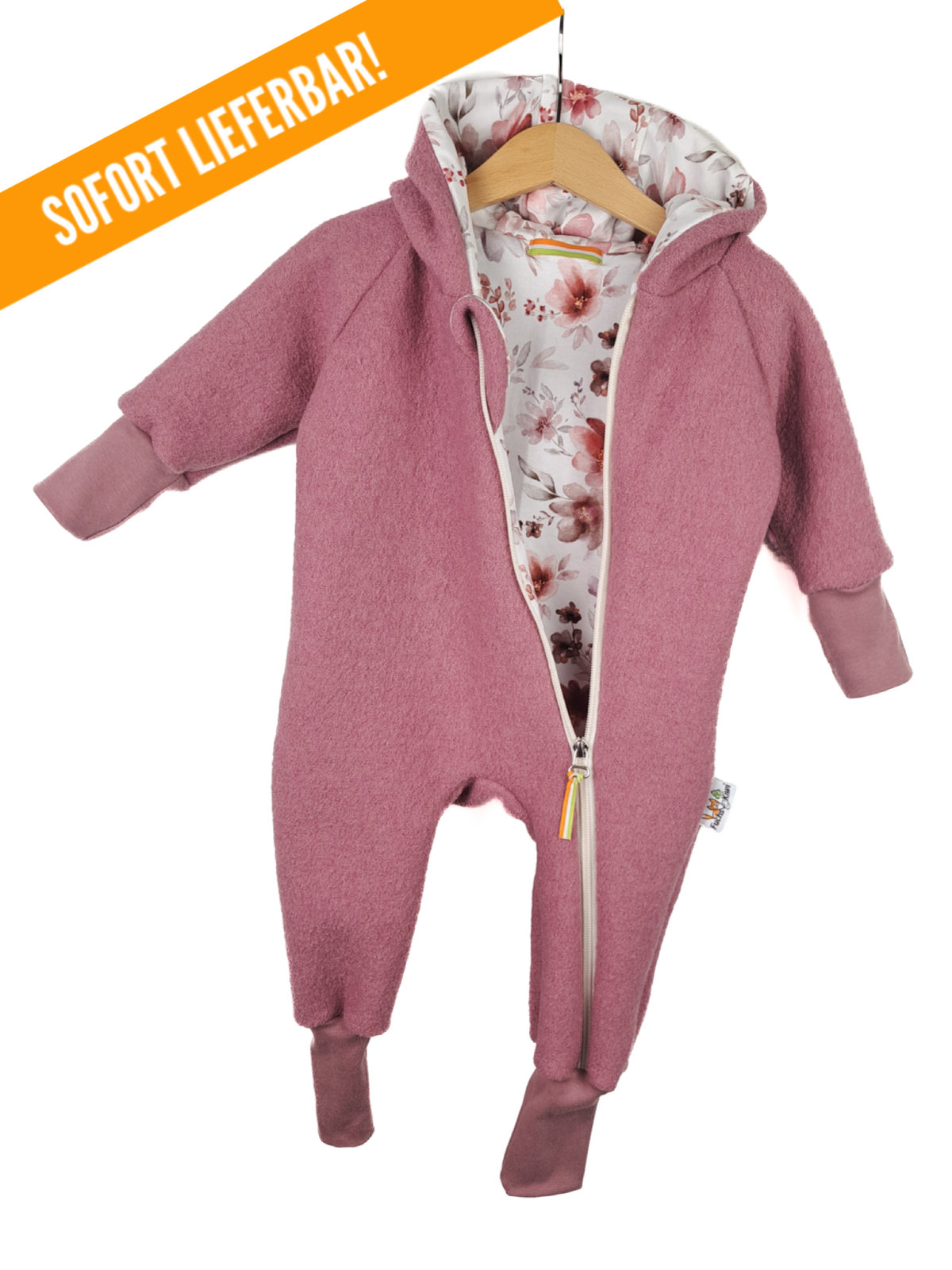 Walkoverall altrosa mit Blumenmeer