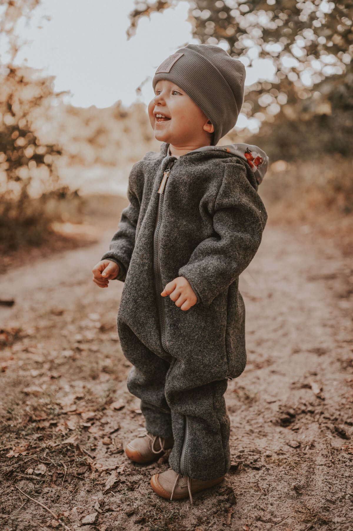 Walkoverall grau mit Feuerwehrtiere