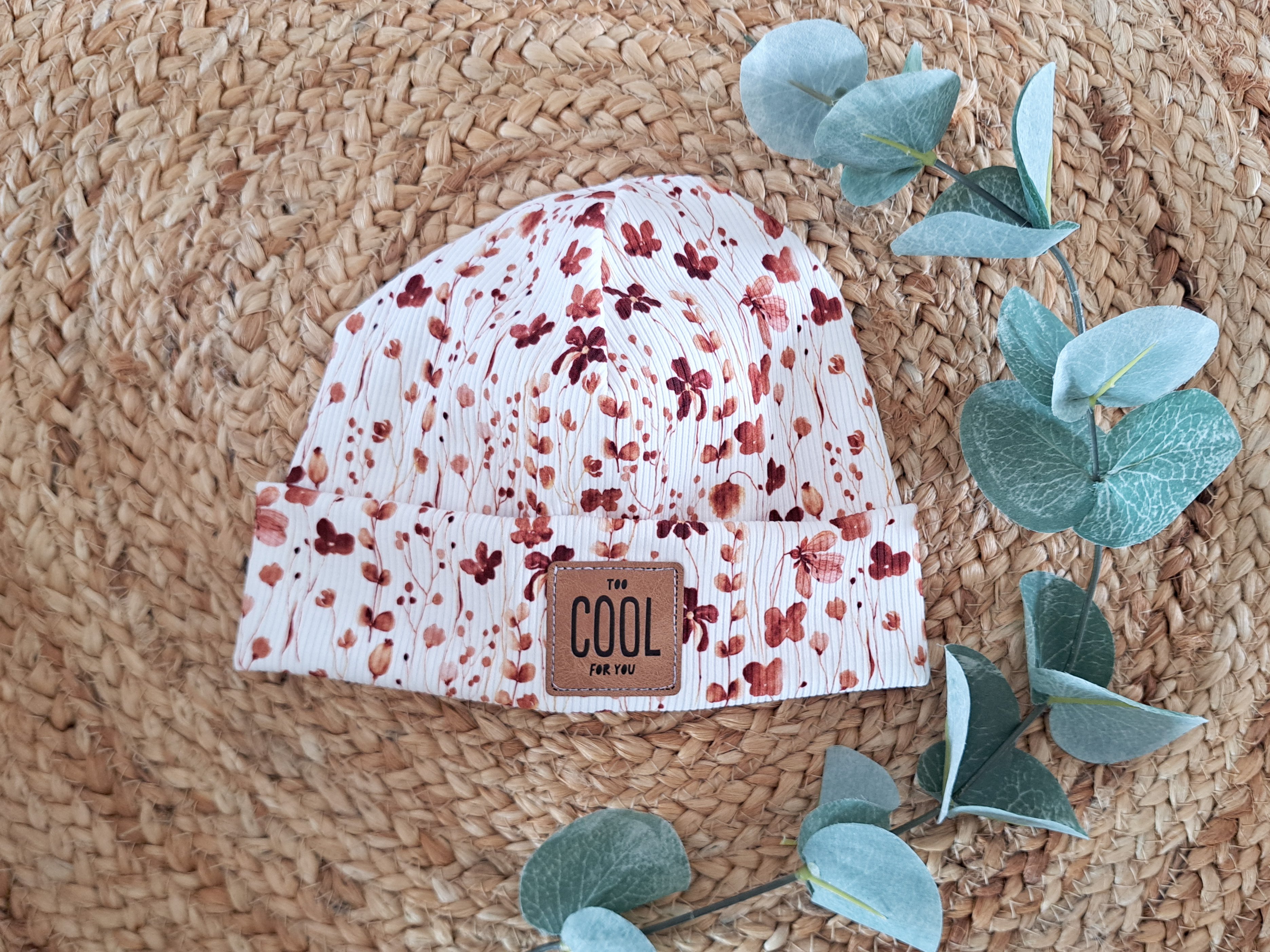 Hipster Beanie Feinripp Blumentraum rost