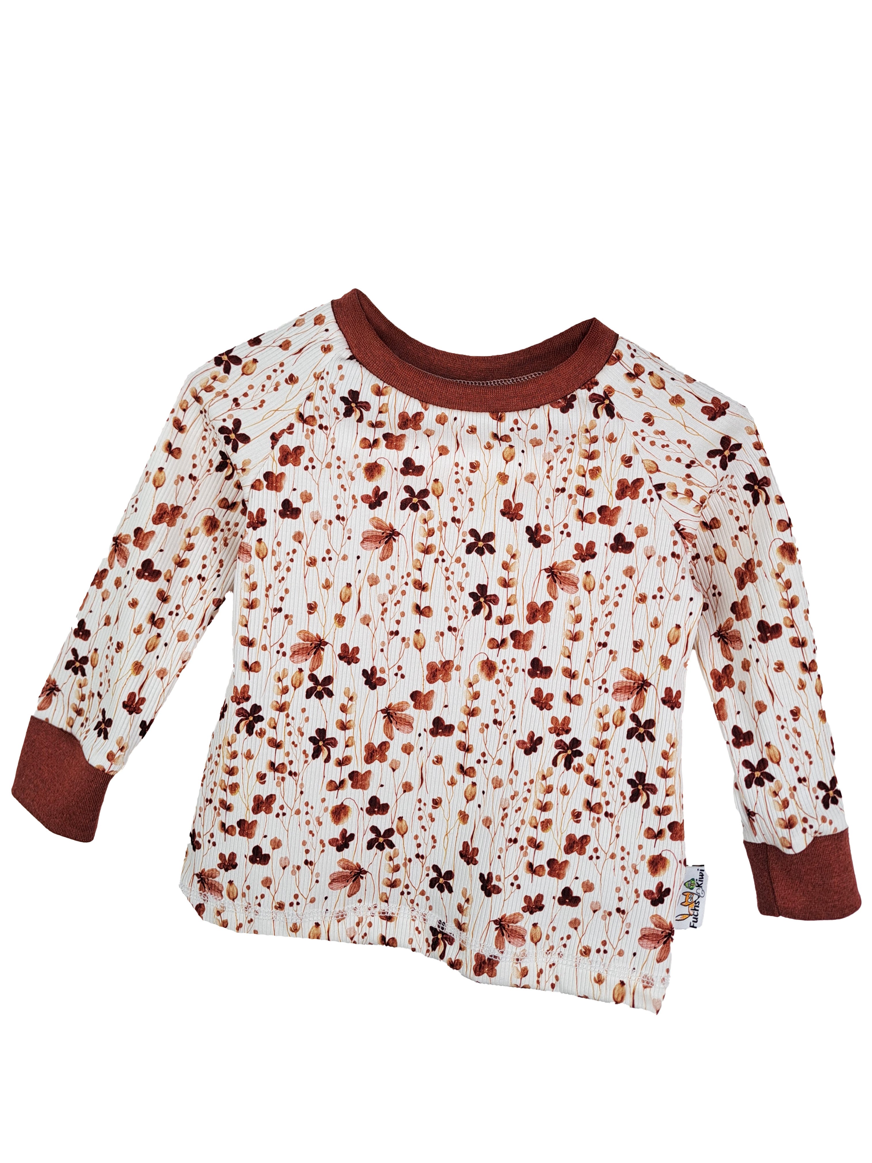 Langarmshirt Feinripp Blumentraum rost
