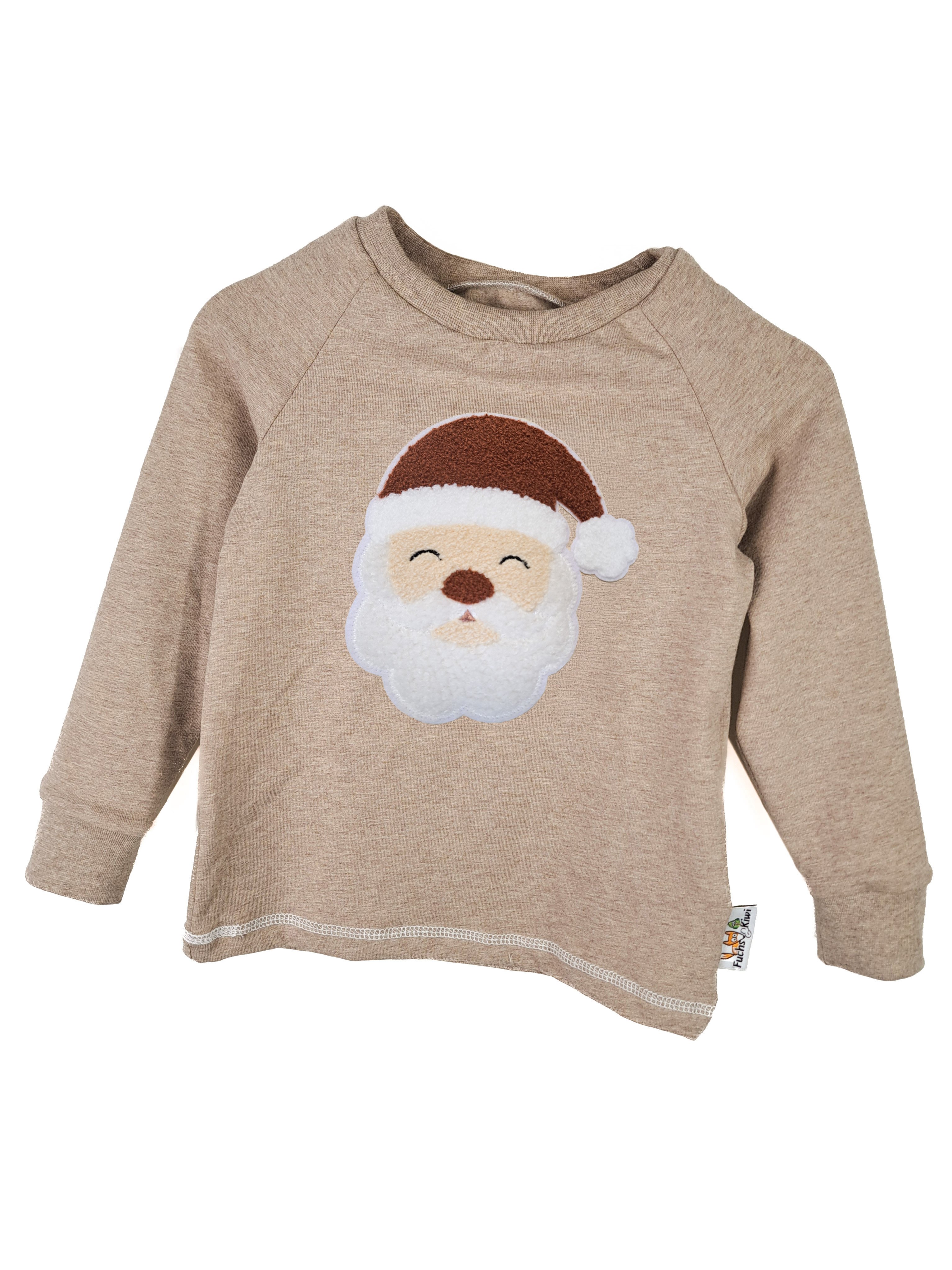 Langarmshirt Weihnachtsmann-Patch sand