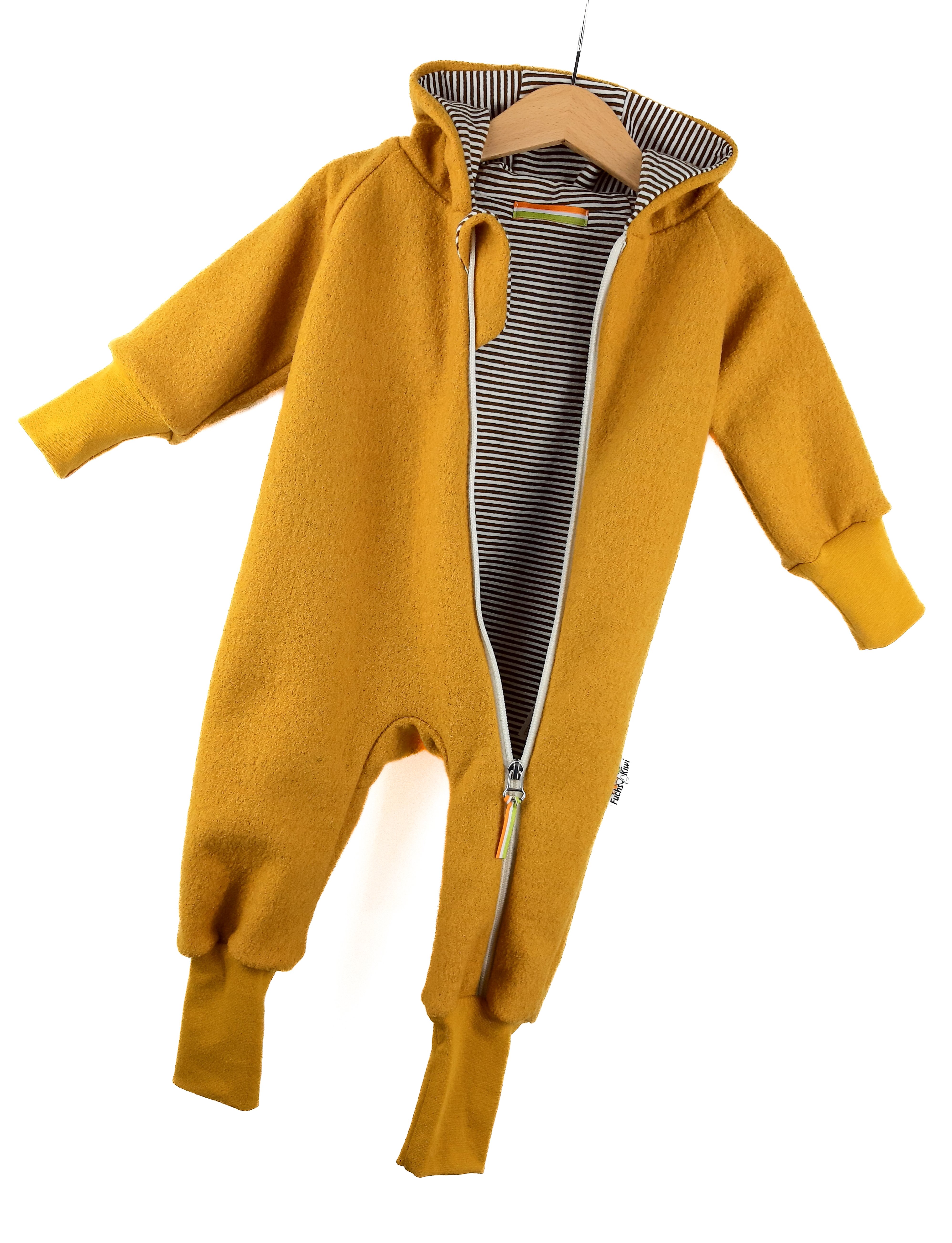Walkoverall Walk senfgelb mit Streifen braun 110/116