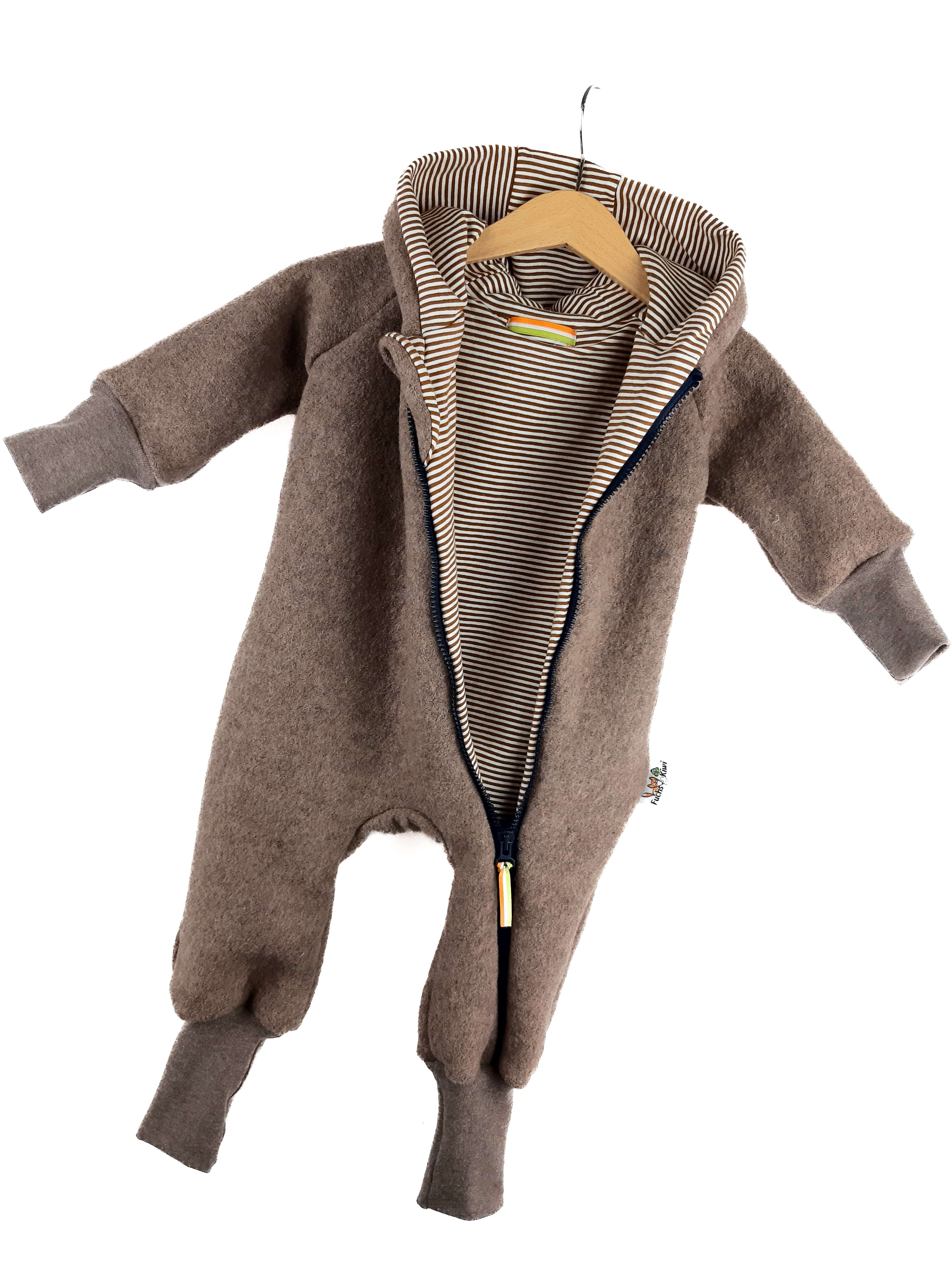 Walkoverall Walk braun meliert mit Streifen karamell 110/116
