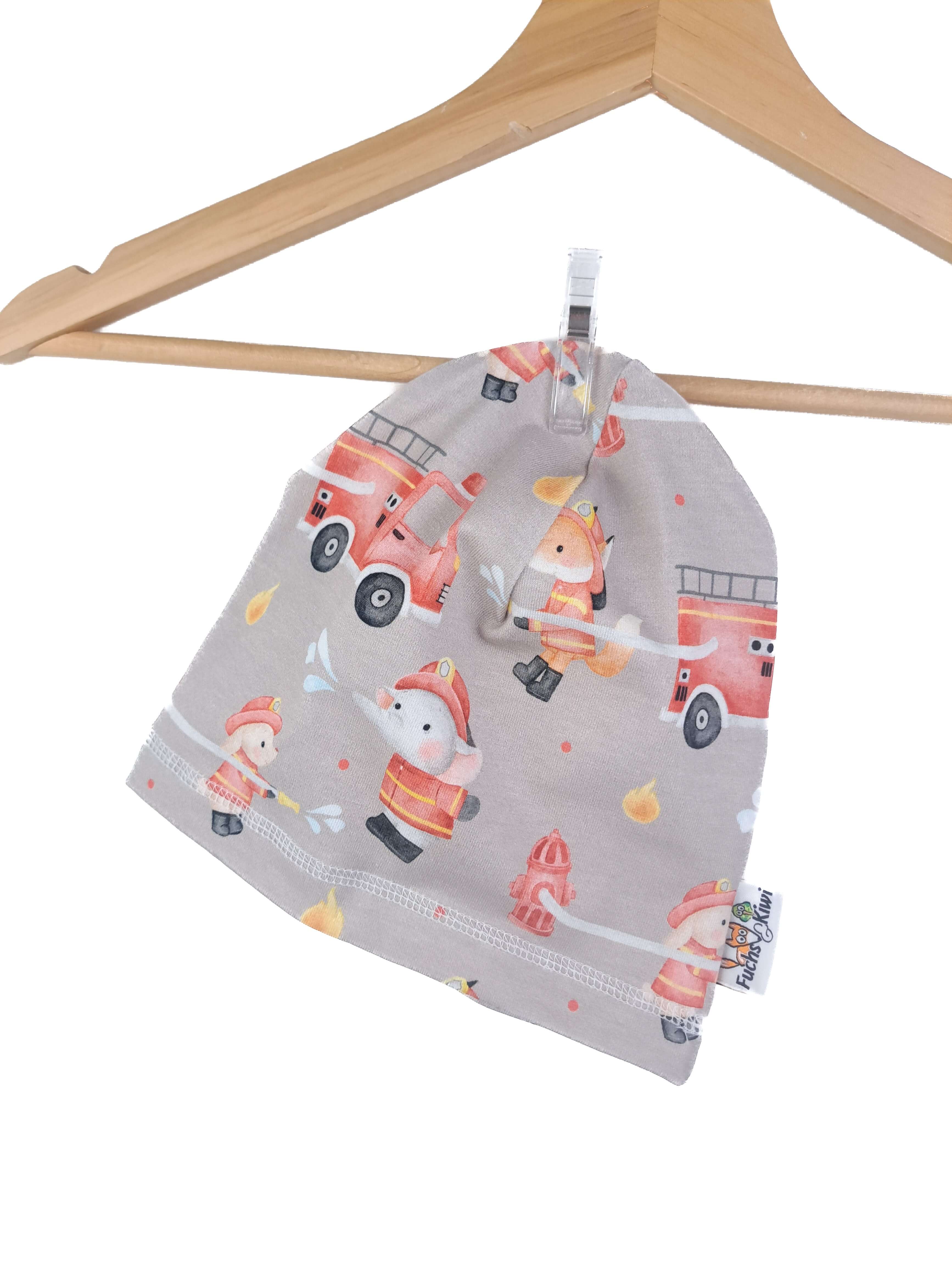 Beanie Feuerwehrtiere 46-48 mit Fleece