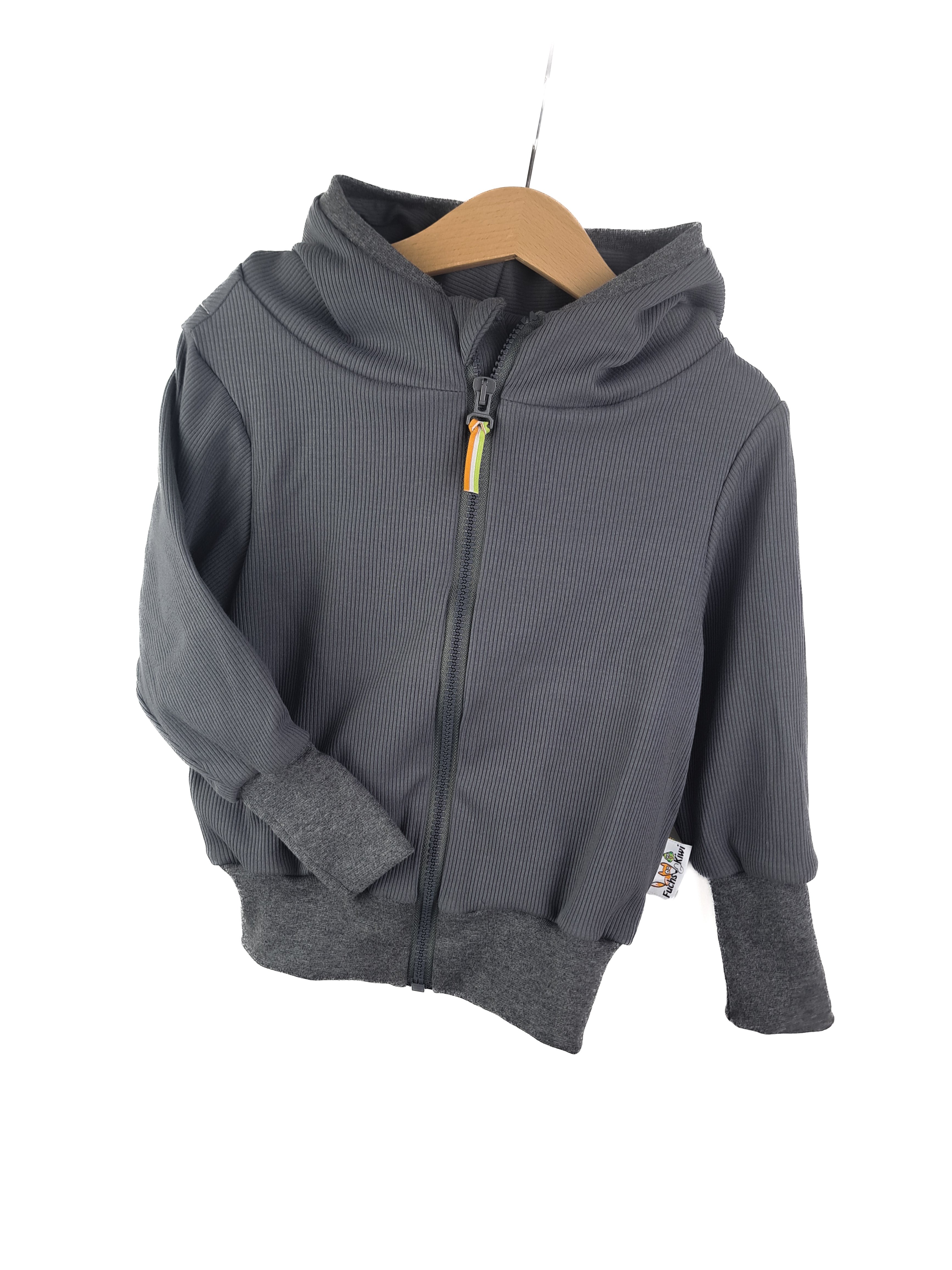 Sweatjacke Feinripp Anthrazit