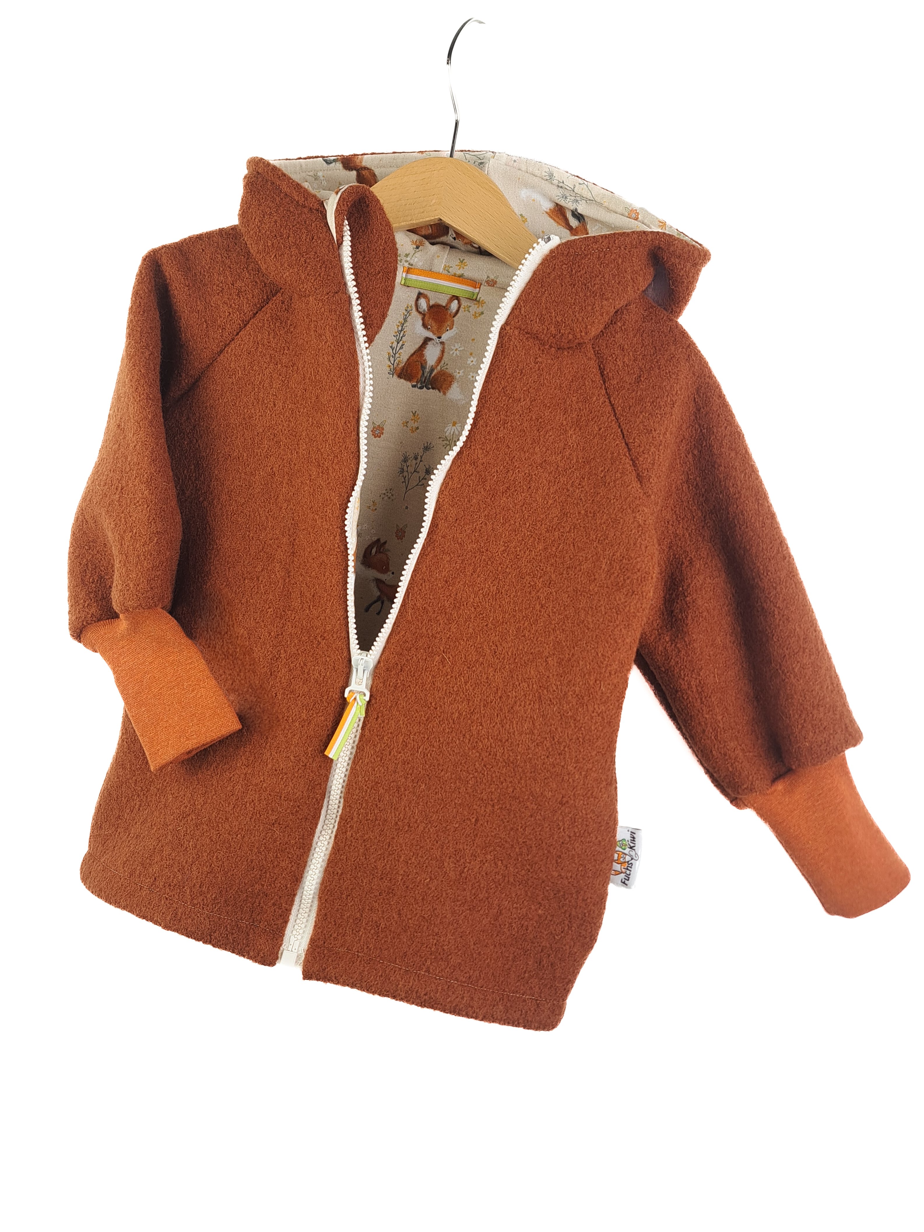 Walkjacke rost mit Fuchsi creme