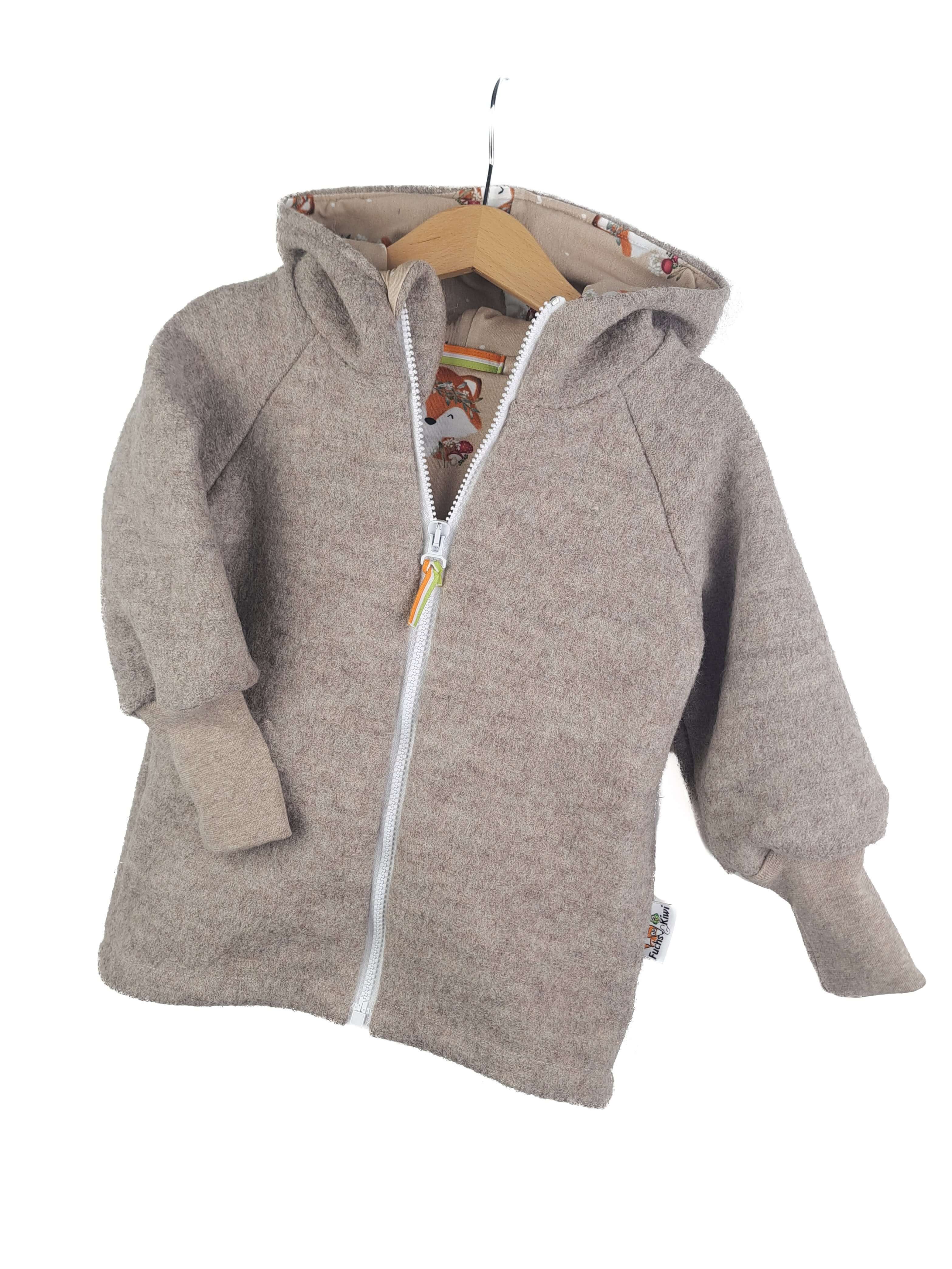 Walkjacke Walk sand meliert mit Fuchsi sand 98/104