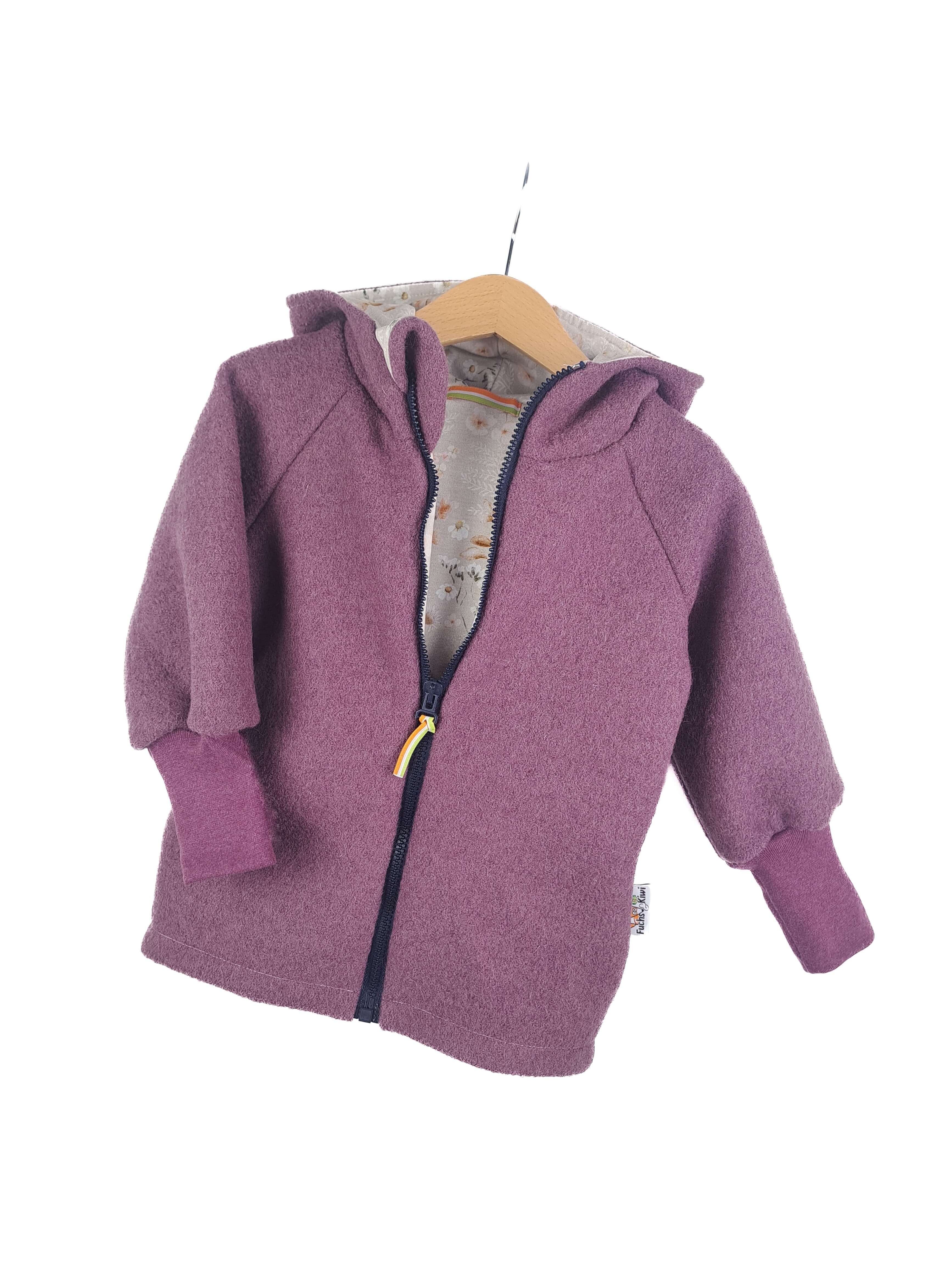 Walkjacke Walk flieder mit Blümchen sand 134/140