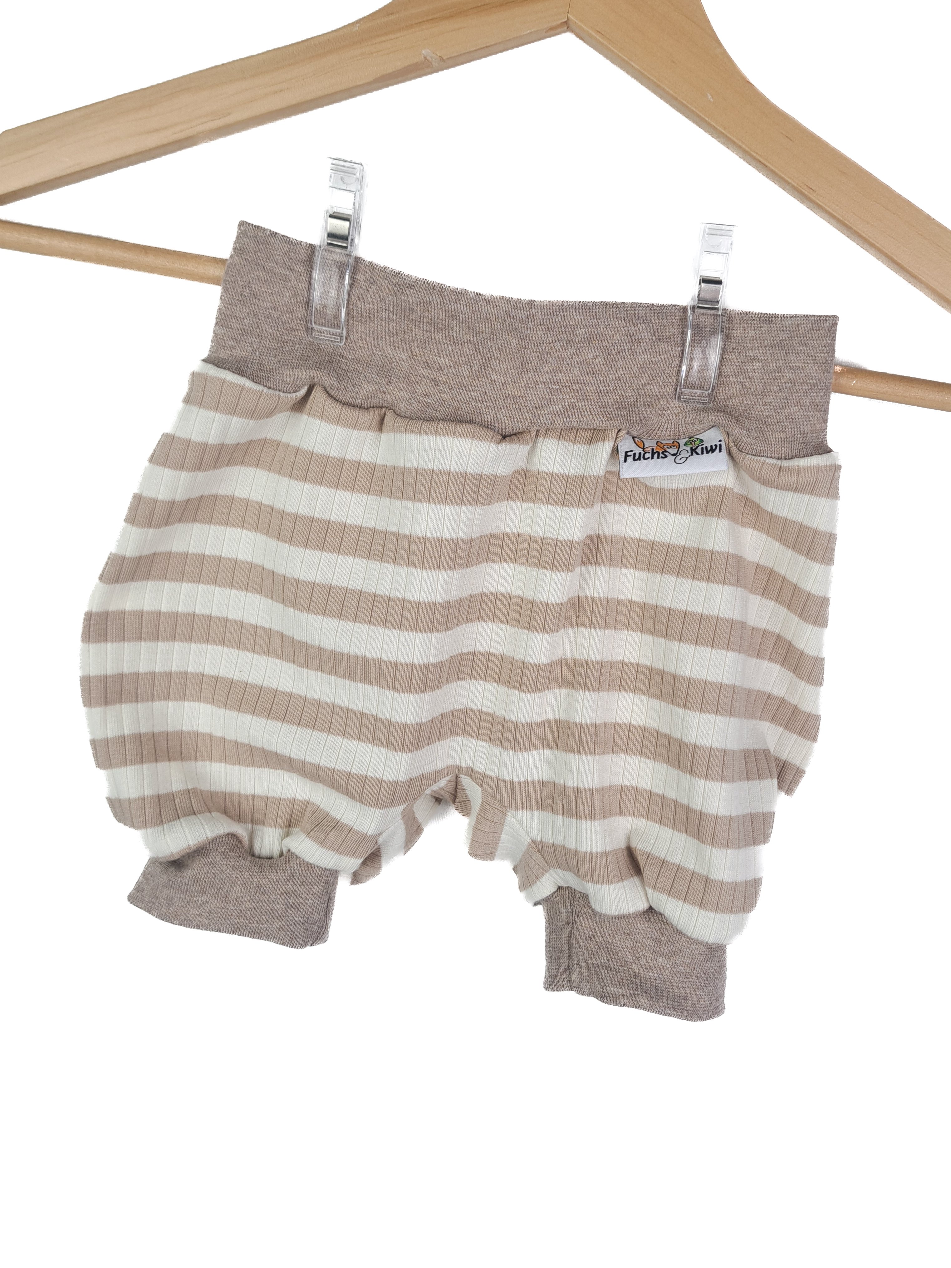 Kurze Hose Feinripp Streifen beige 74/80