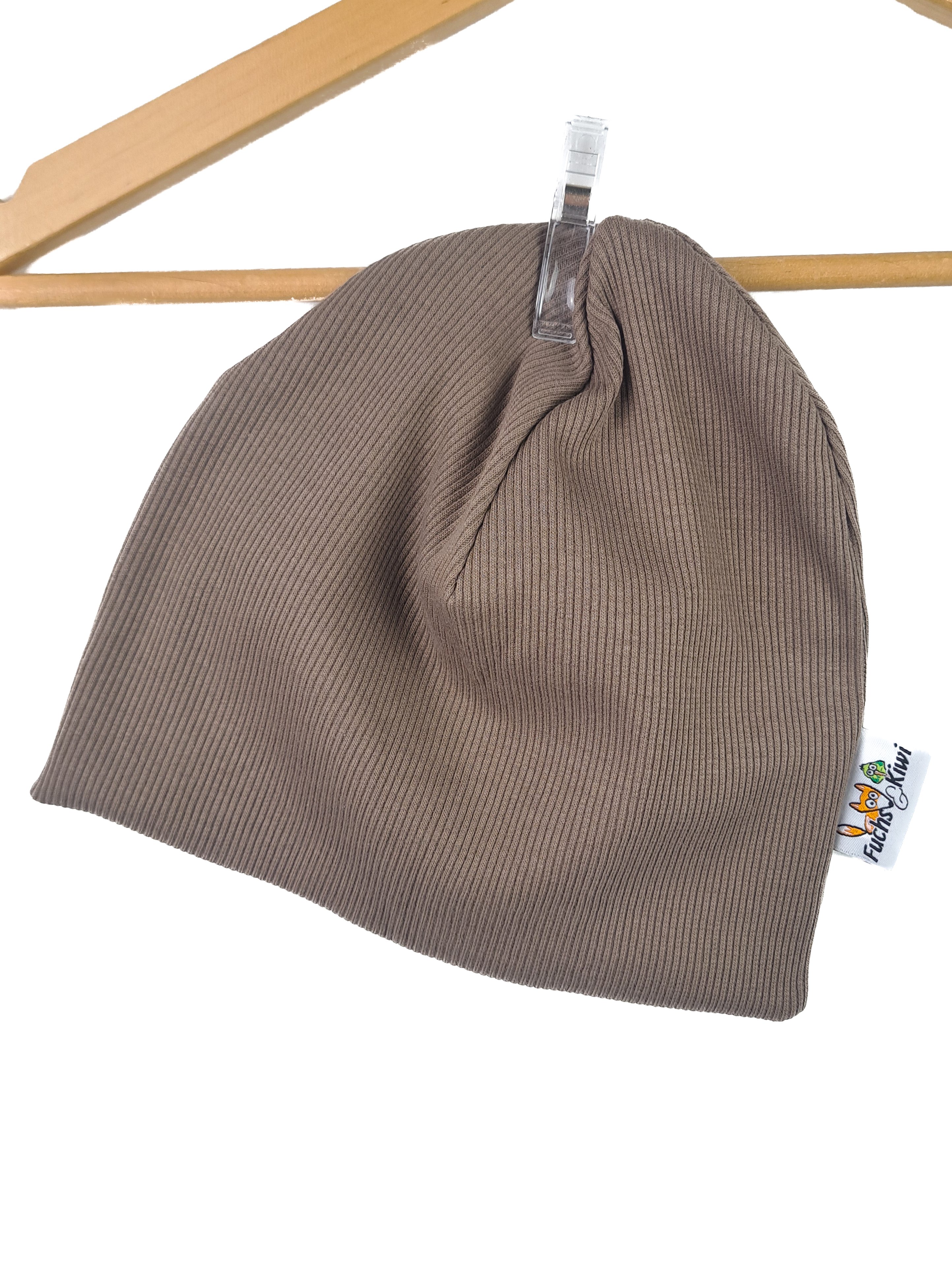 Beanie Feinripp taupe