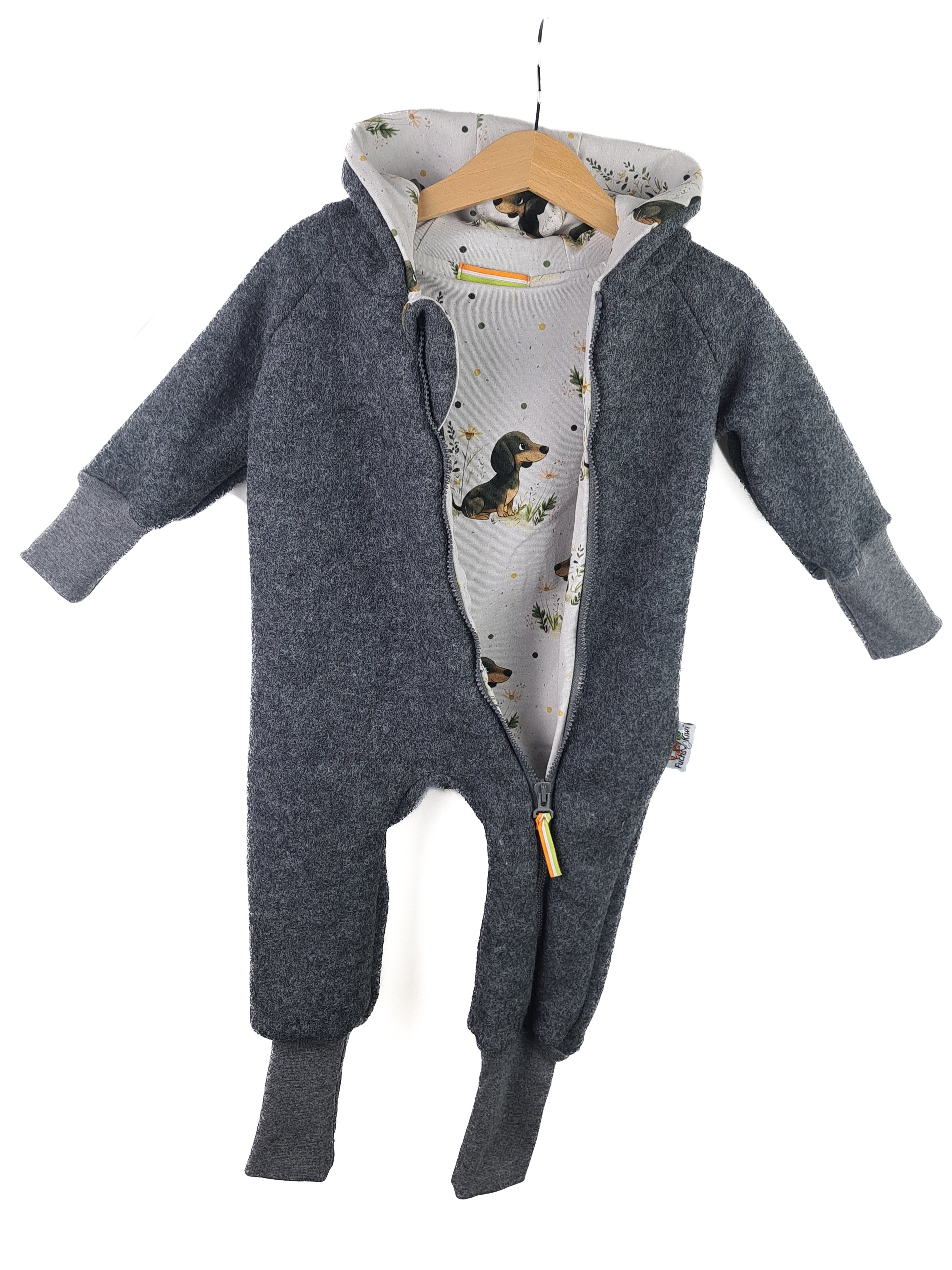 Walkoverall grau meliert mit Dackel