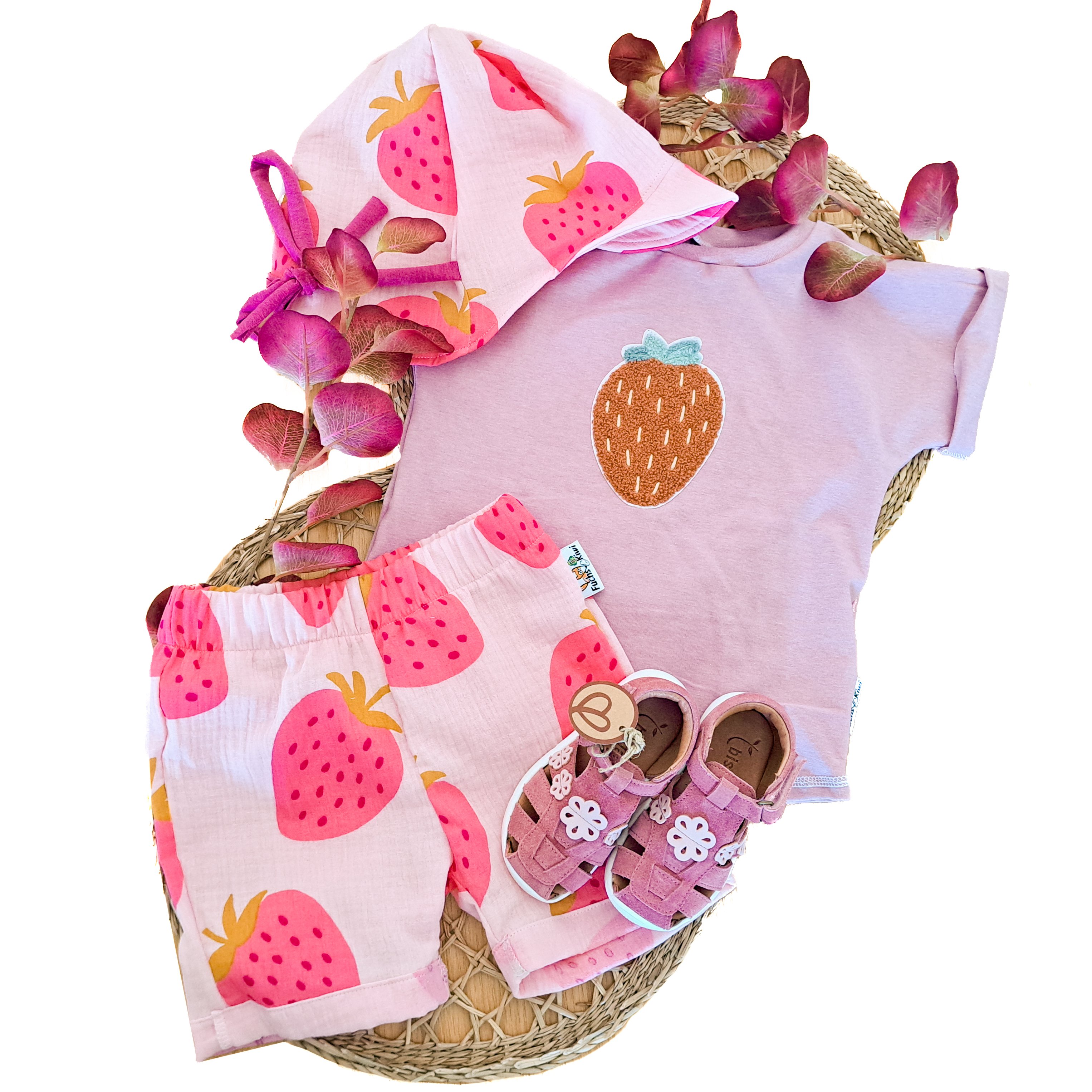 Erdbeere-Patch rosa Outfit