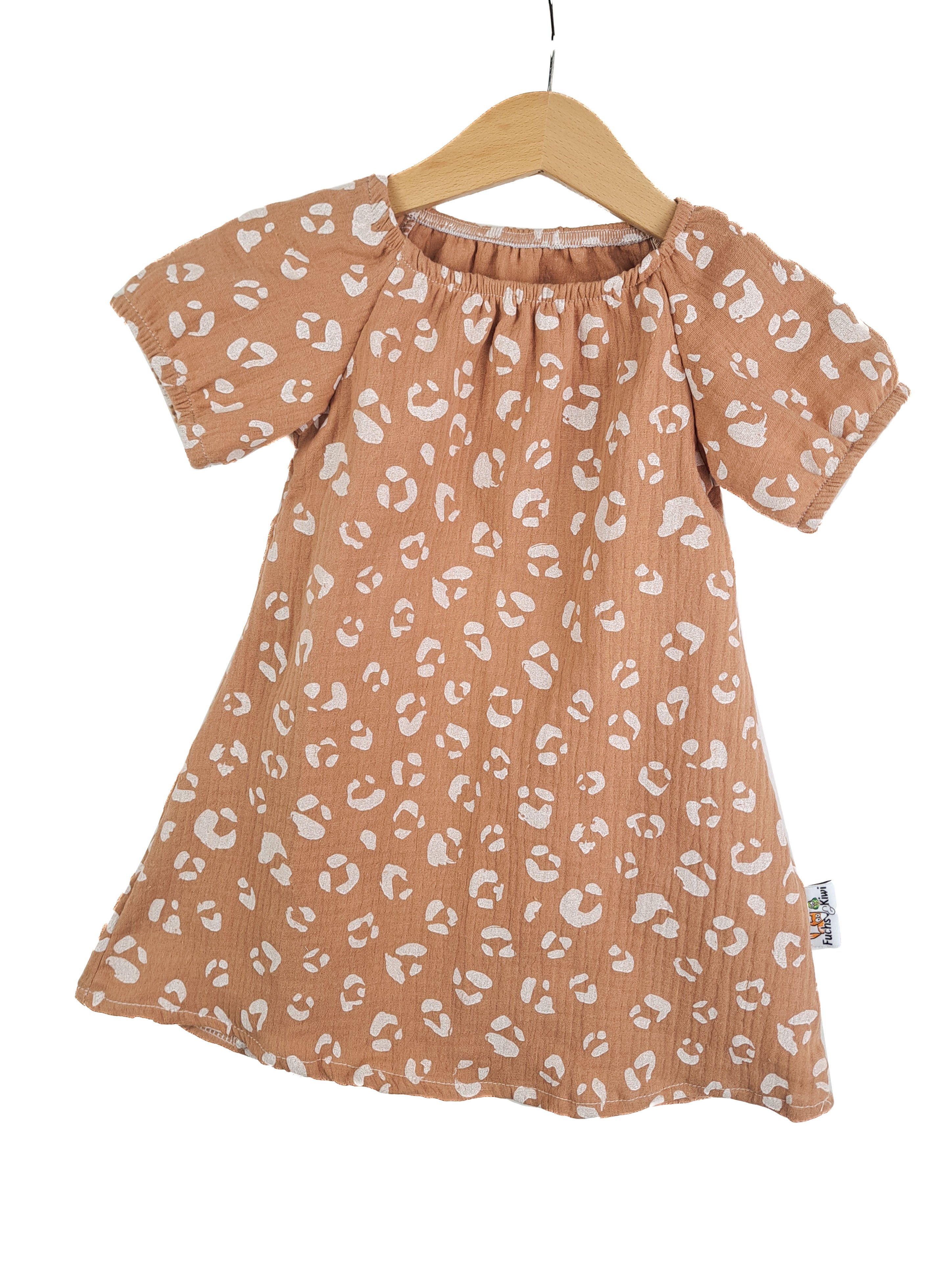Kurzarmkleid Musselin Leo zimt