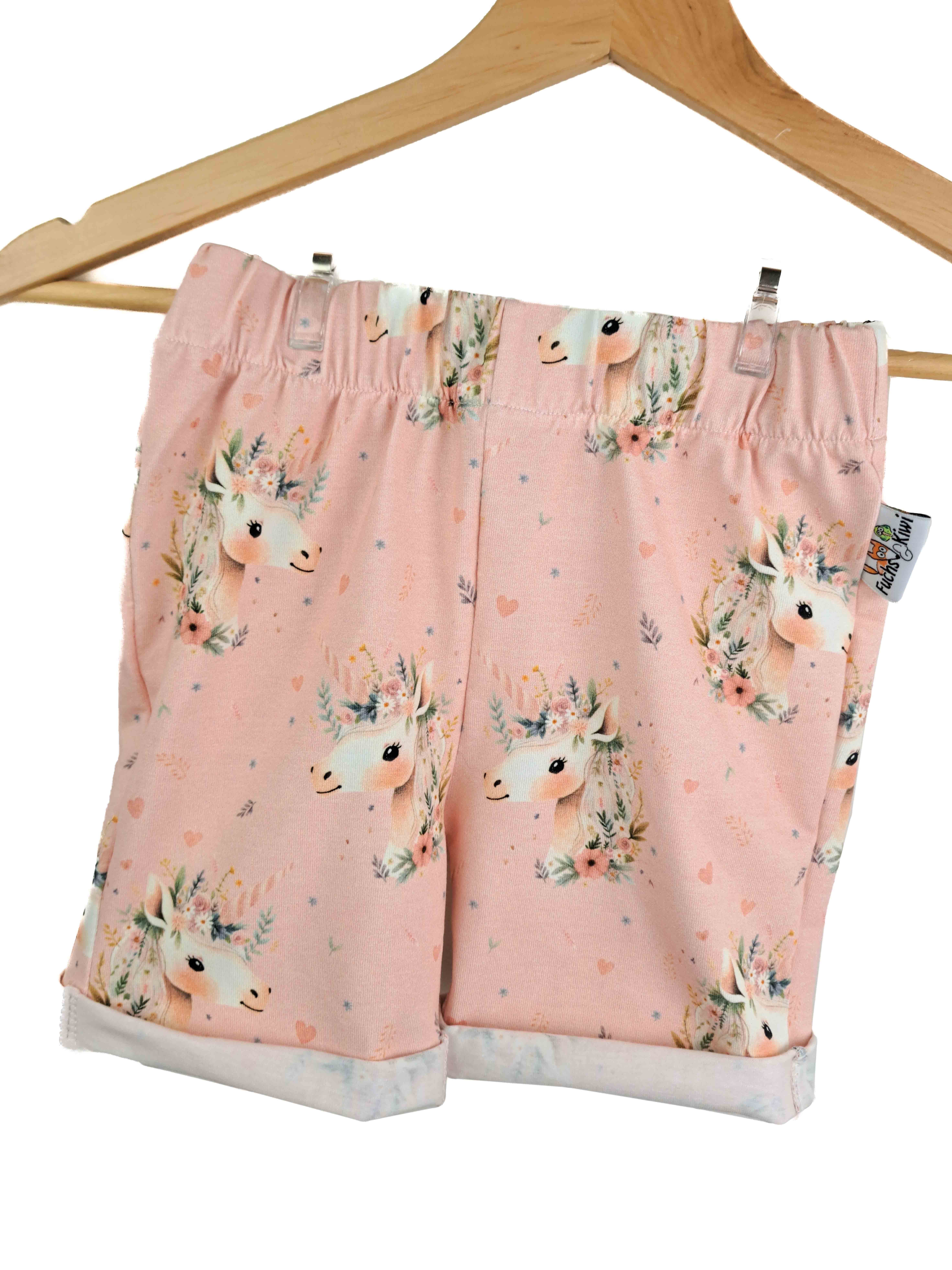 Kurze Shorts Einhorntraum rosa 86/92