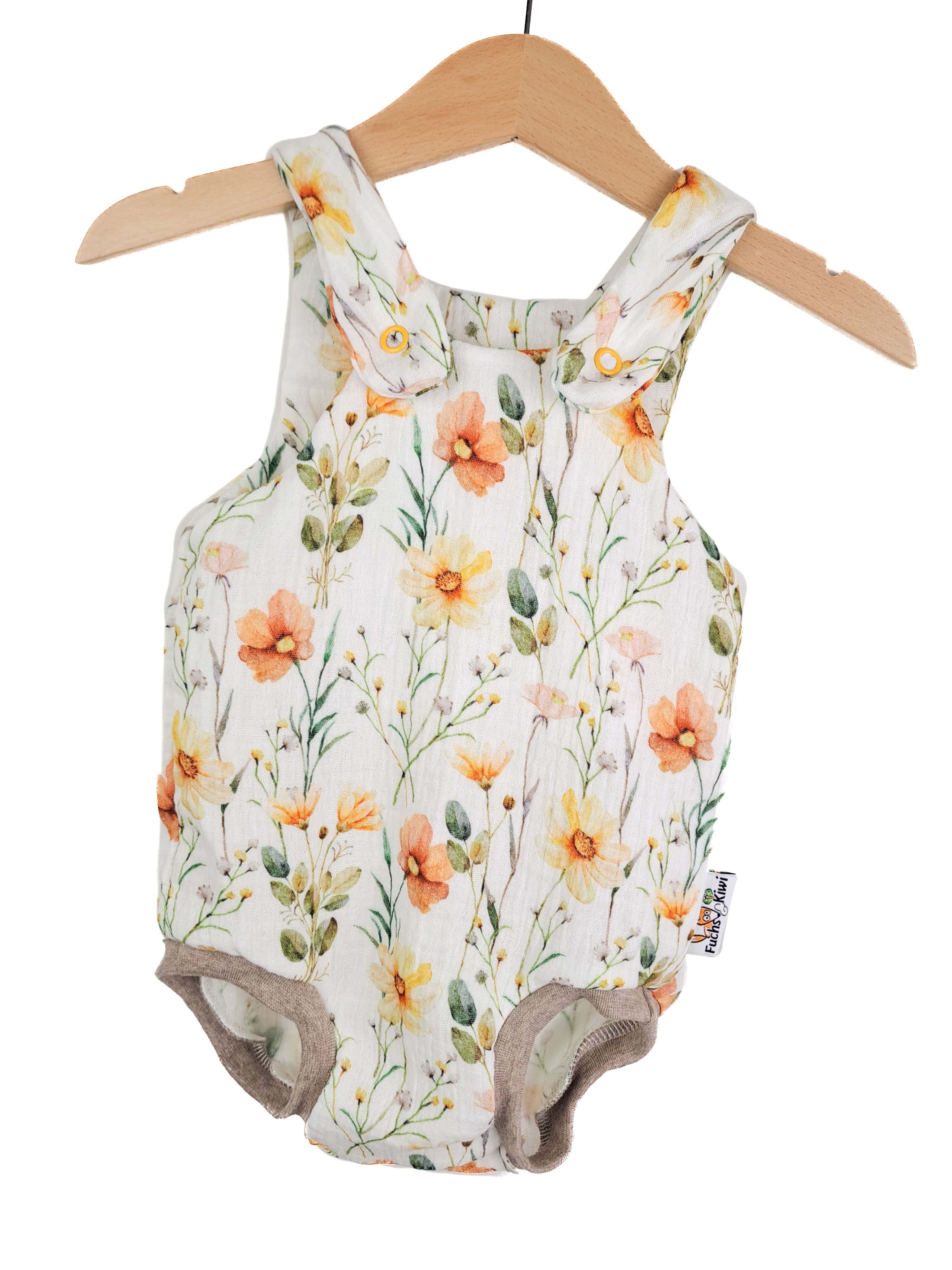 Sommerstrampler Musselin Sommerblumen pastell 74/80