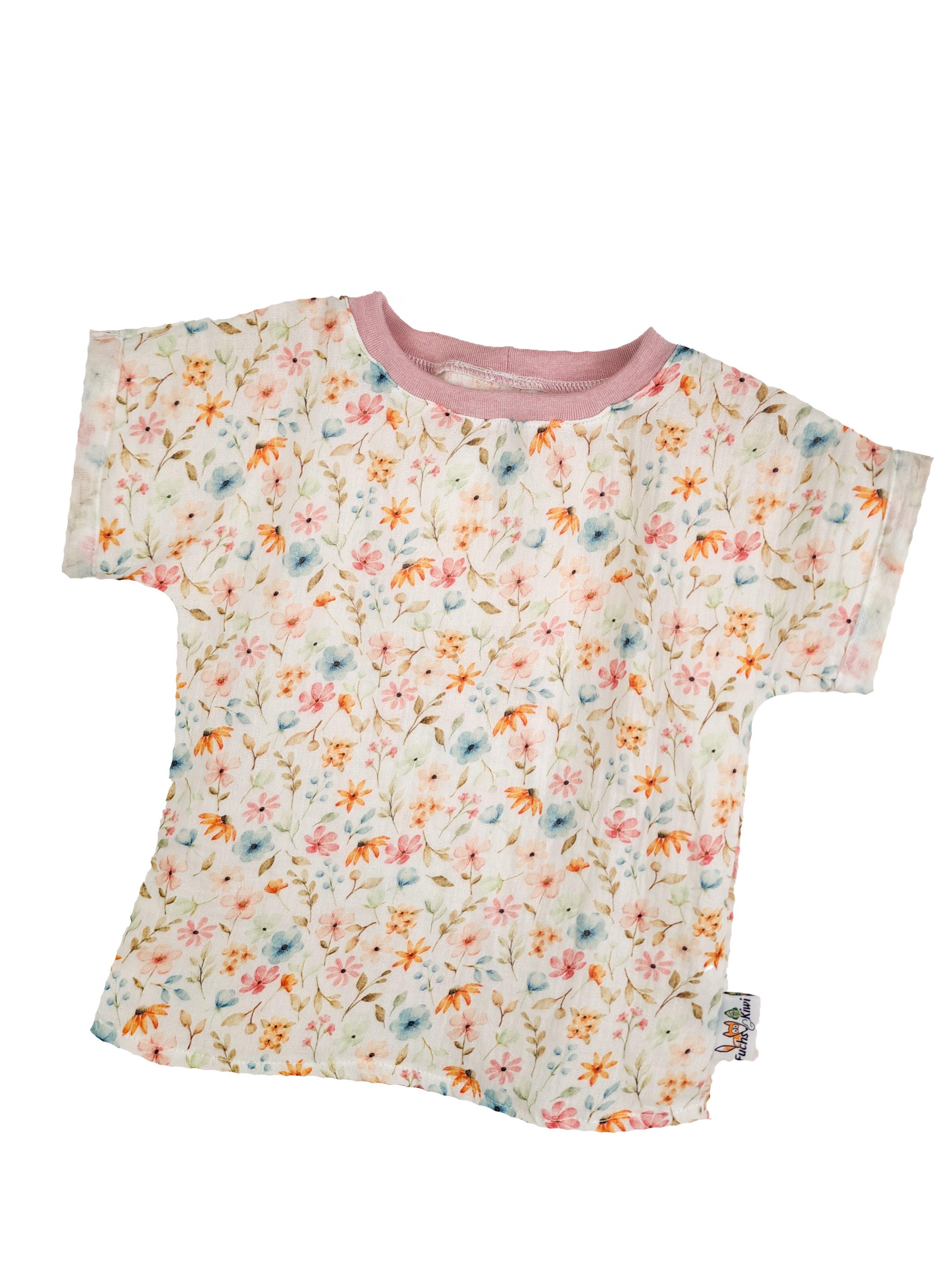 T-Shirt mit Umschlagarmen Musselin Streublumenwiese 86/92